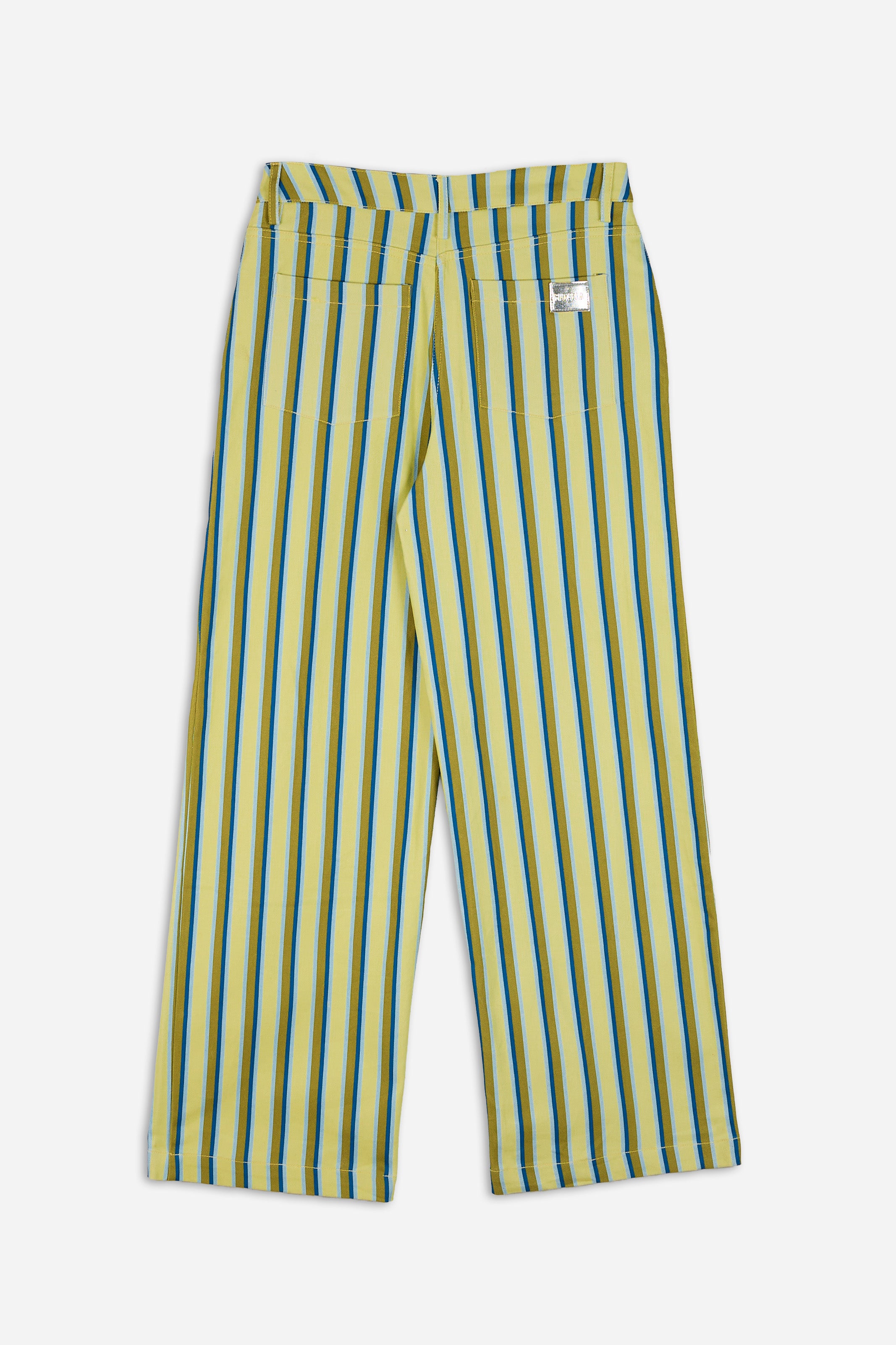 Straight-Leg Trousers Yellow Stripe Print
