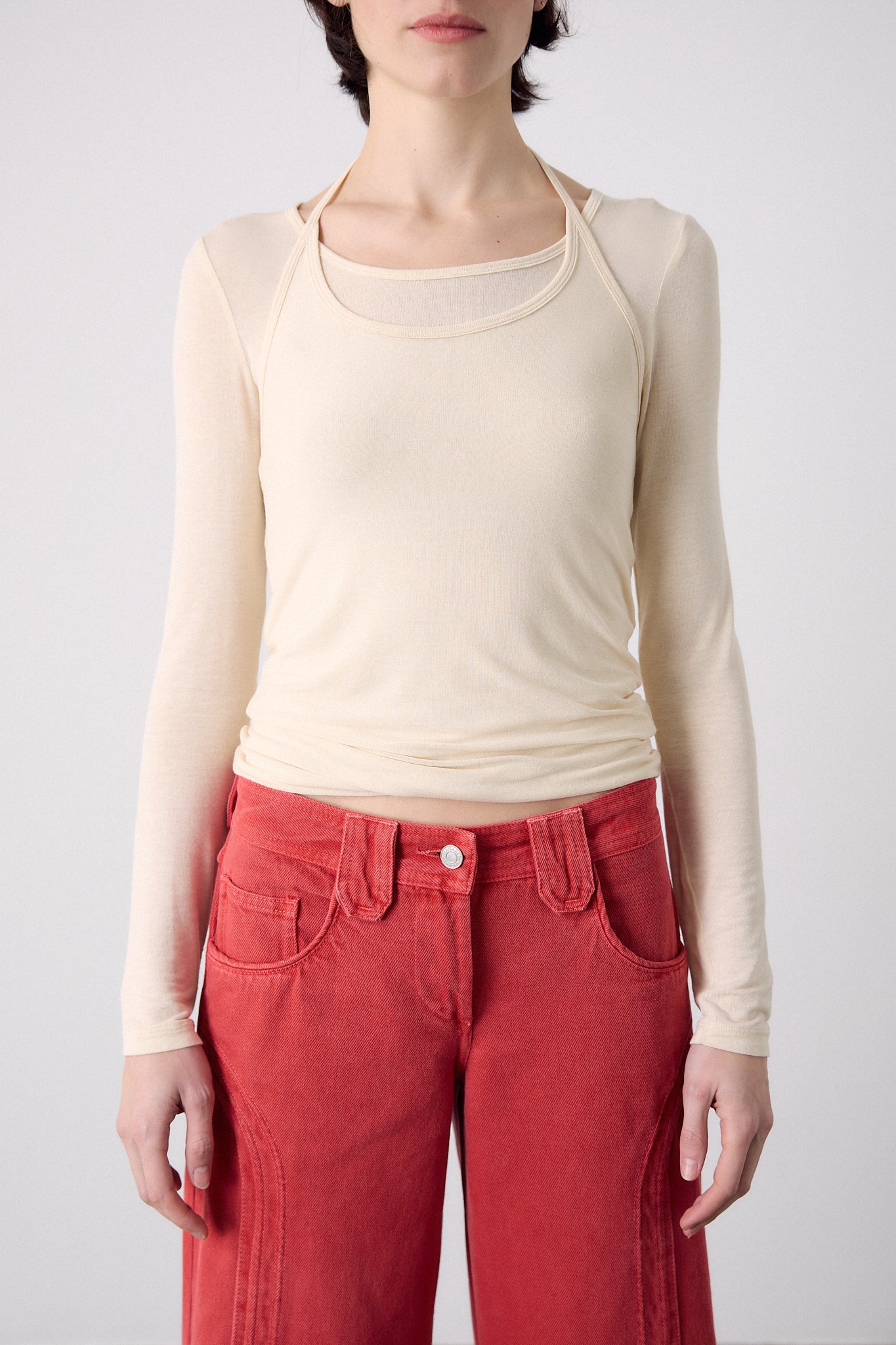 T-shirt à superposition écru