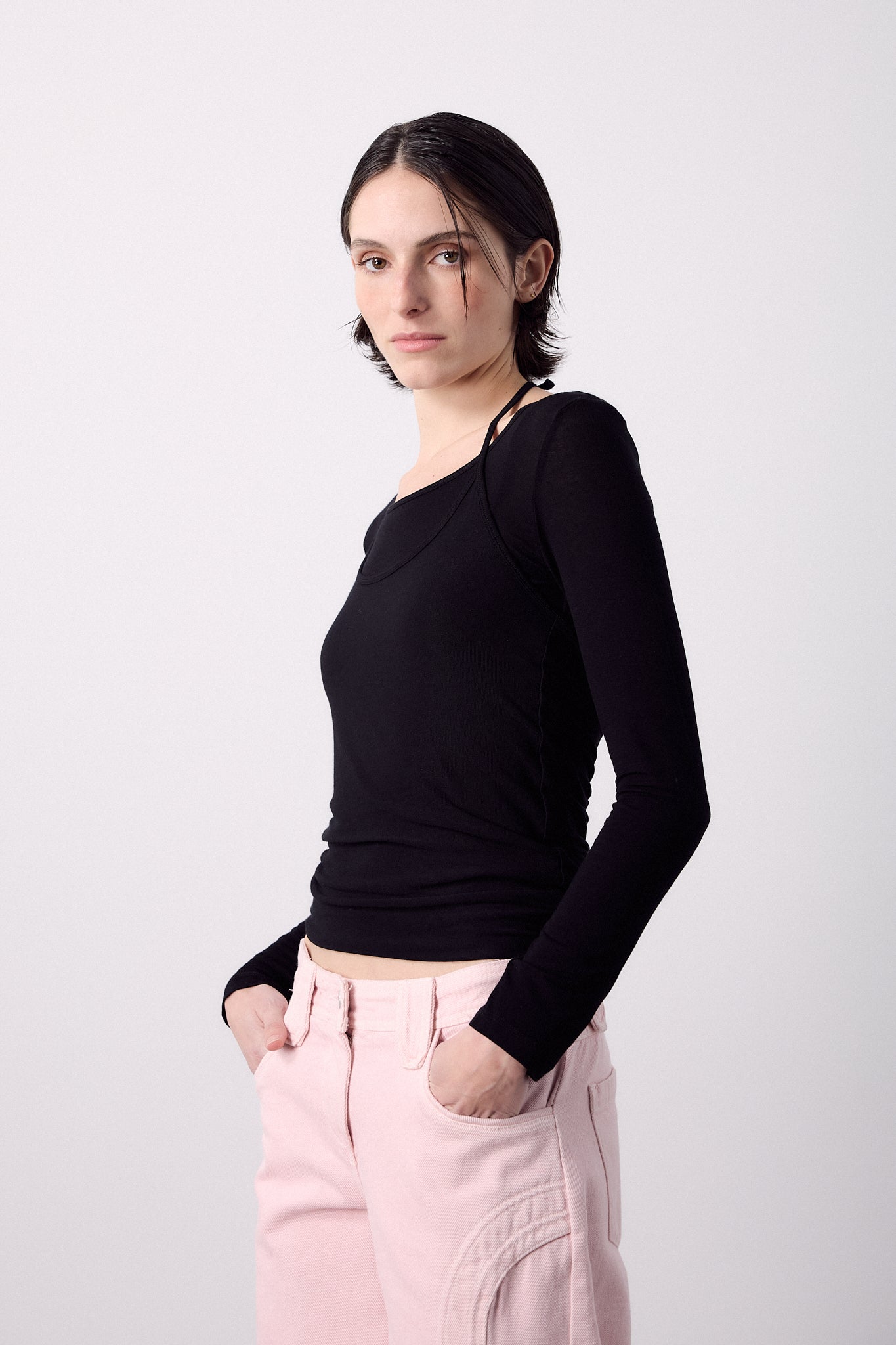 T-shirt à superposition noire