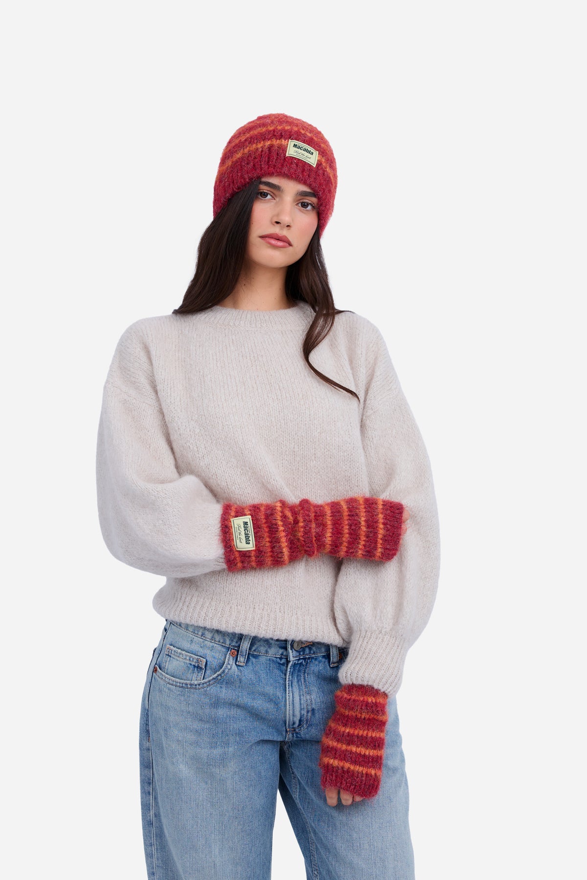 Gorro Fuzzy Granate y Naranja