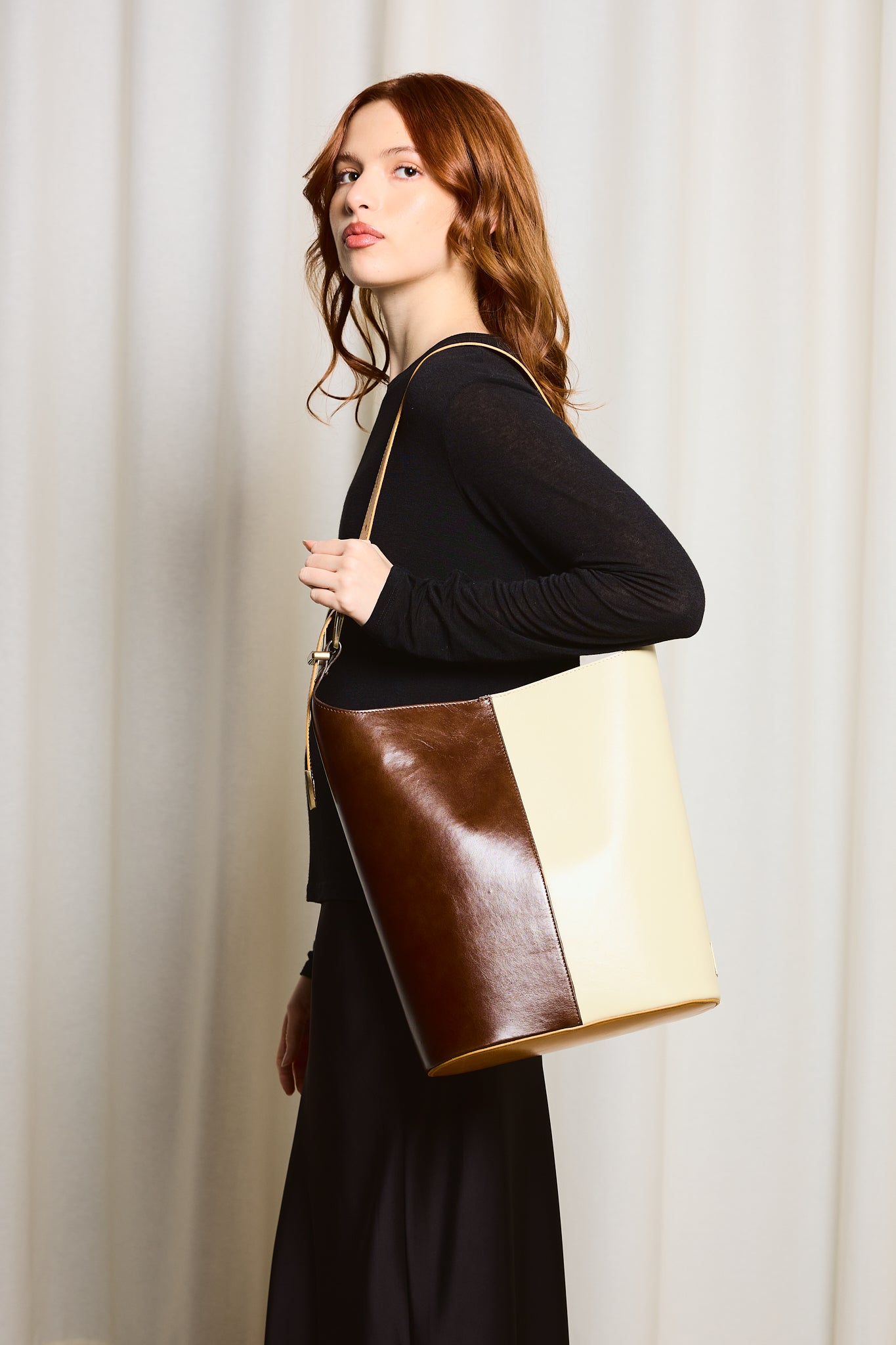 Bolso Saco Marrón y Beige