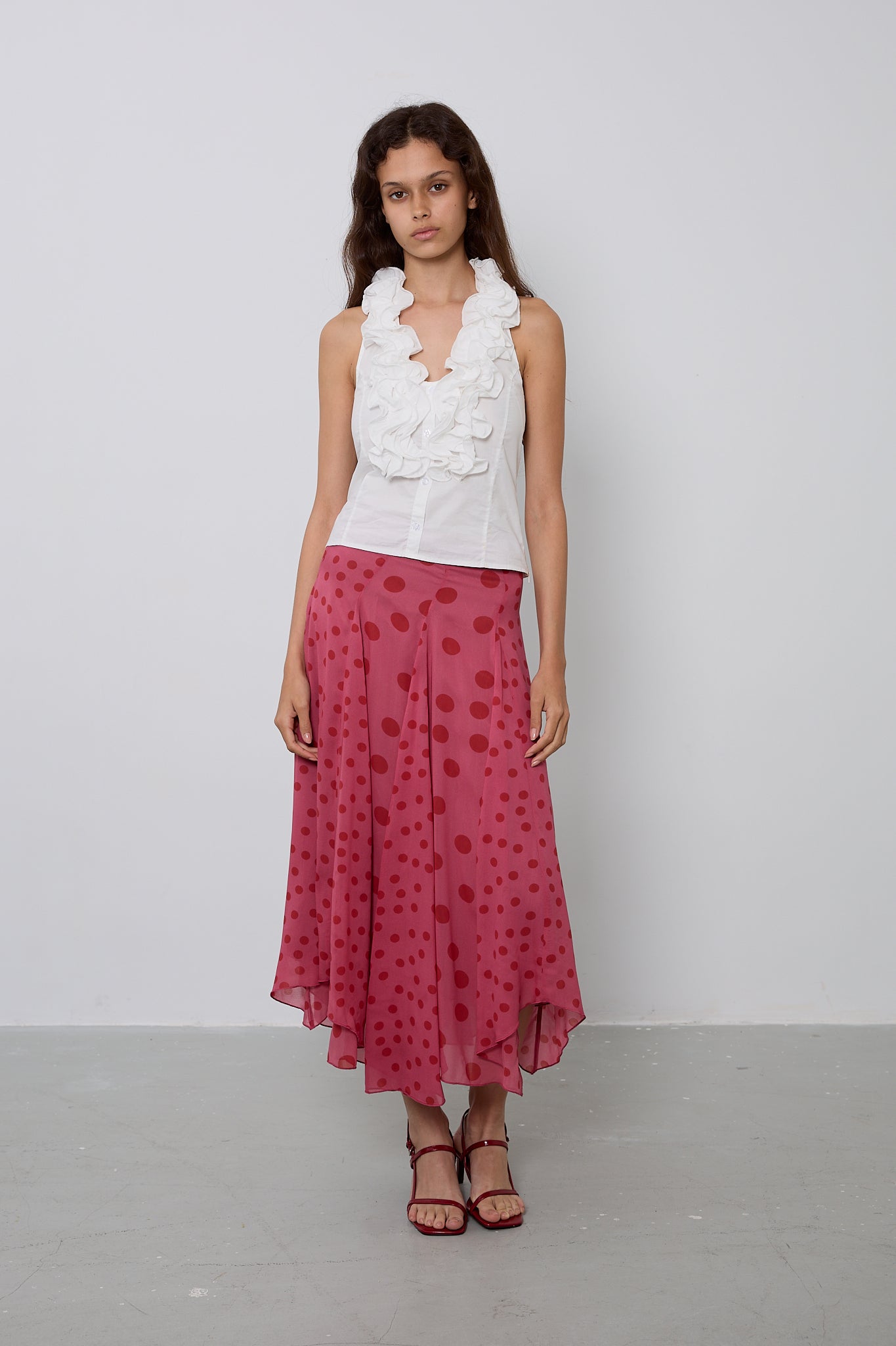 Pink Polka Dot Panel Skirt