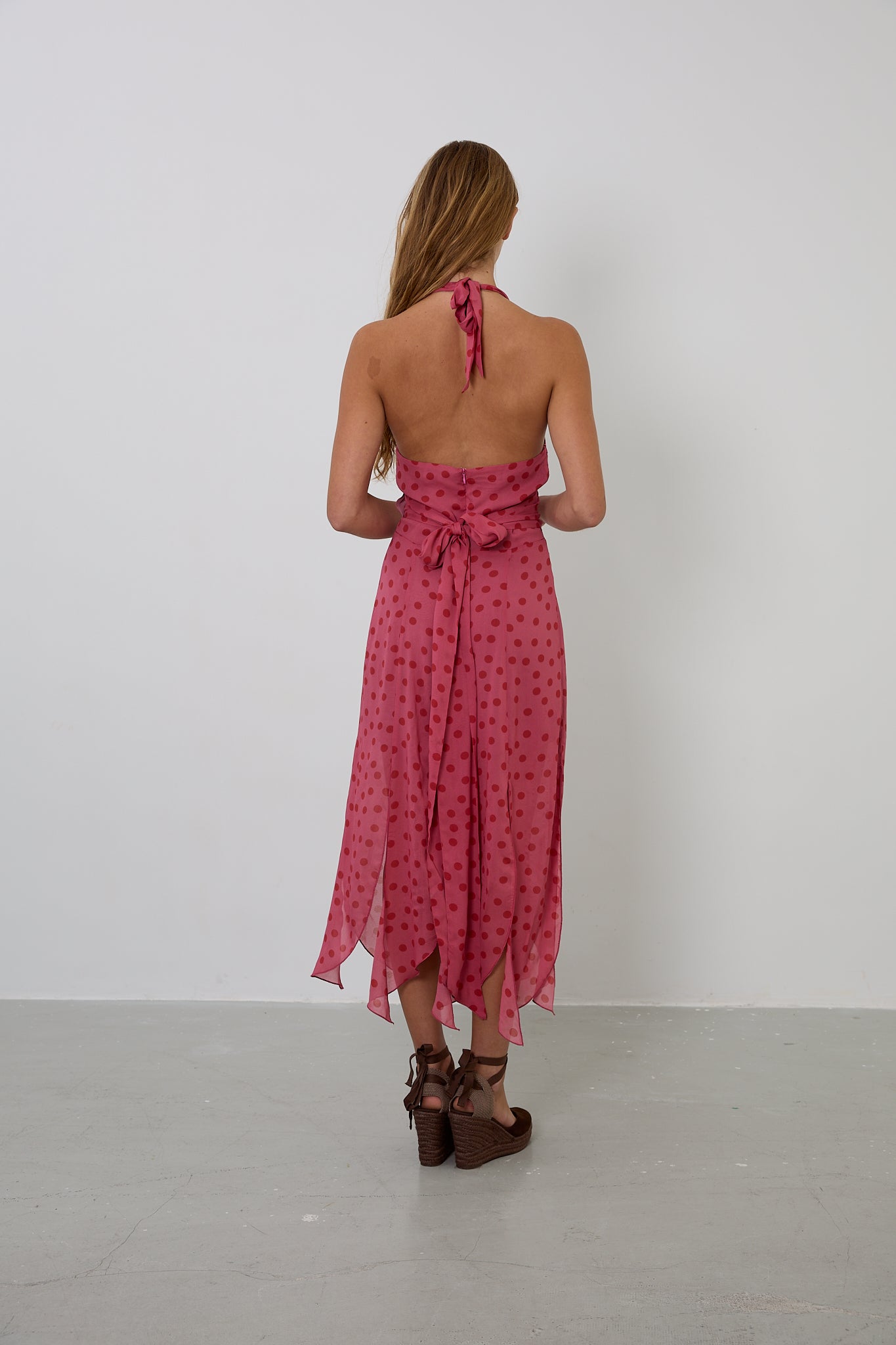 Pink Polka Dot Halter Dress
