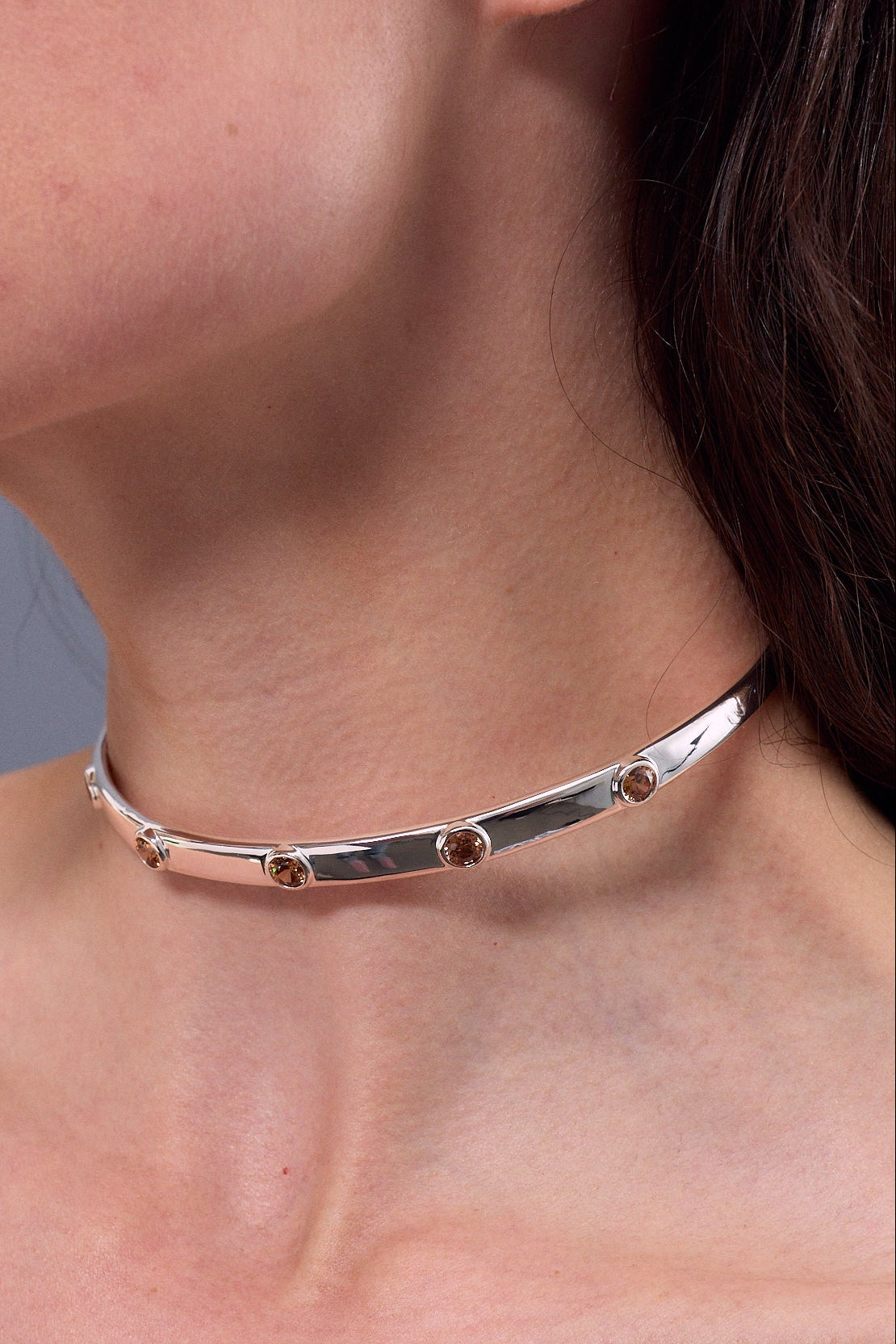 Ras du cou Zircons Marron