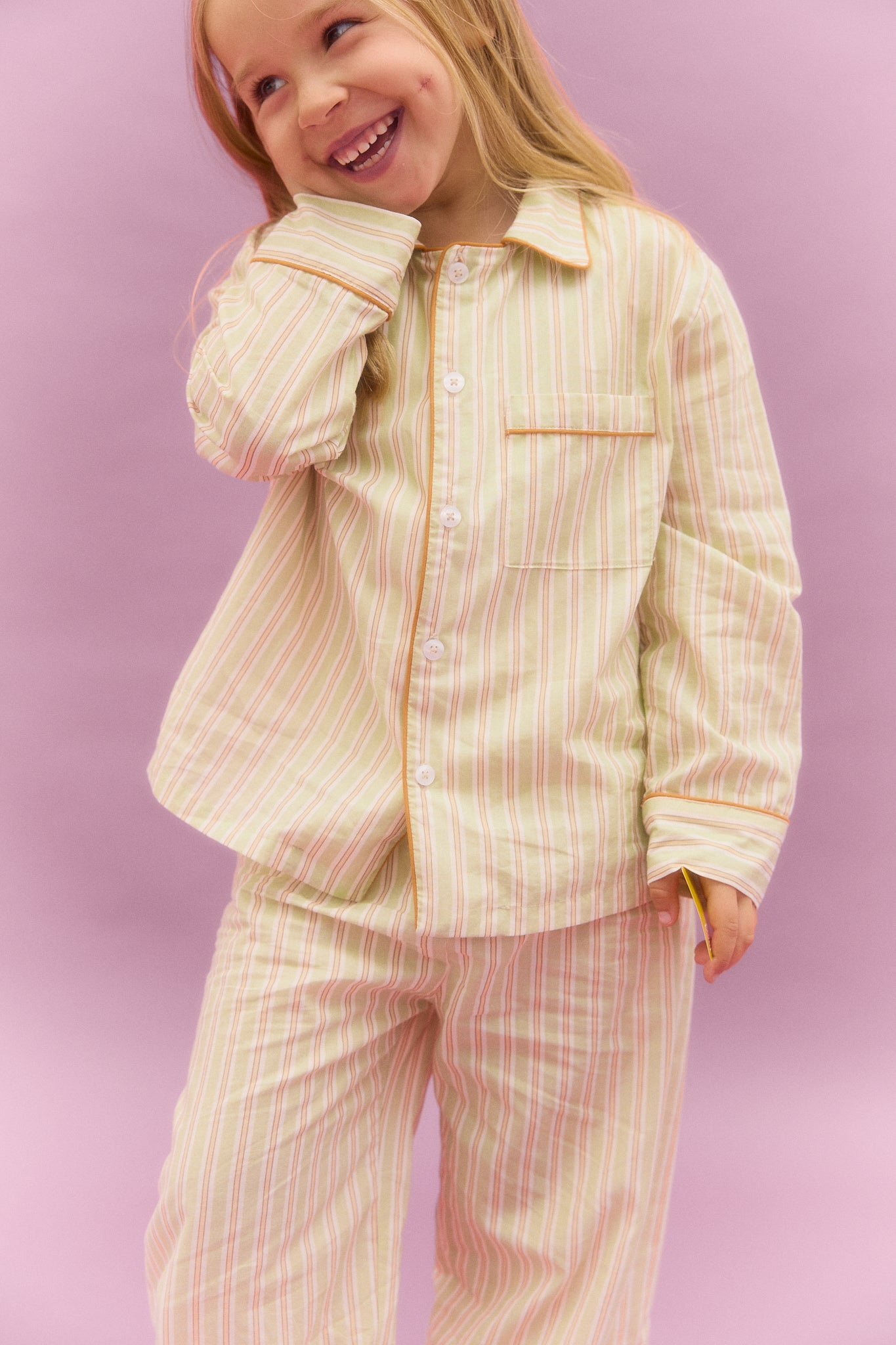 Kids Green Striped Pyjamas