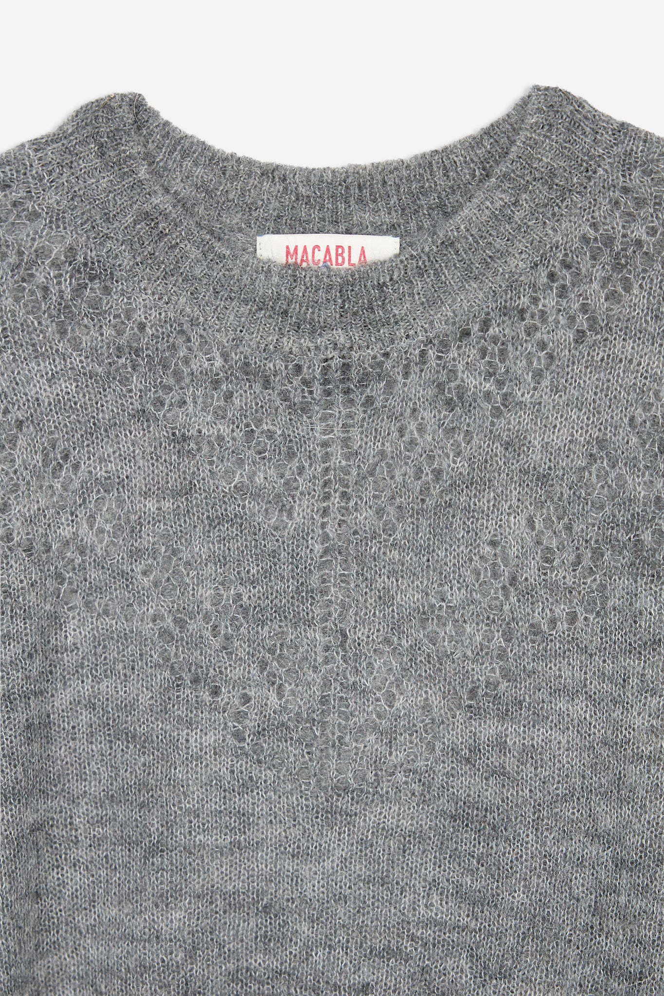 Grey Pointelle Knit Sweater