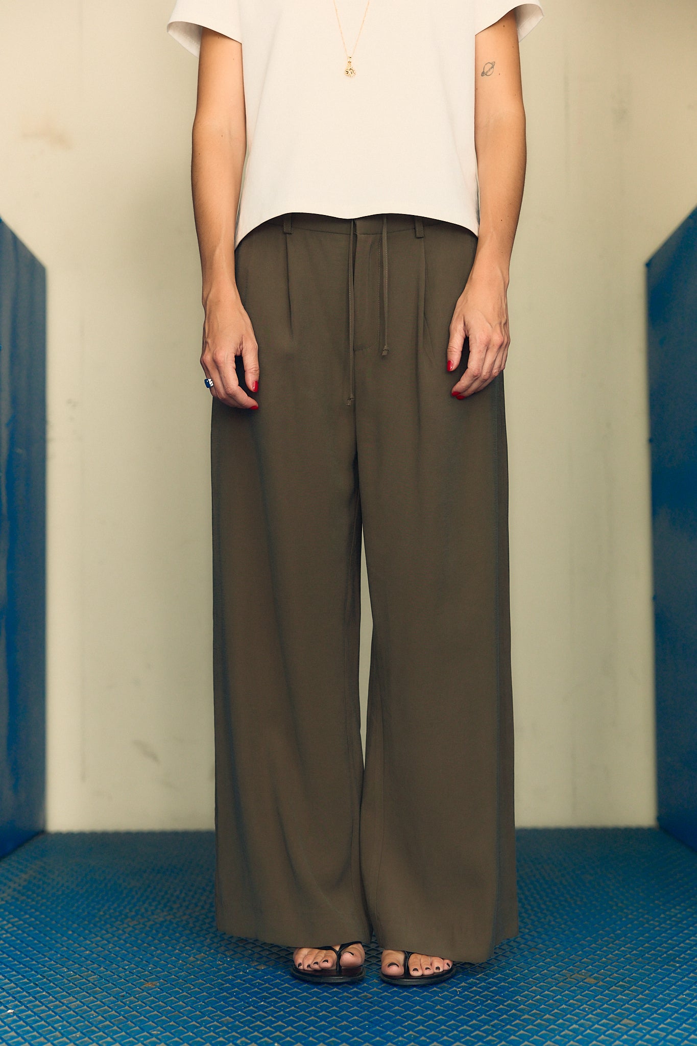 Pantalón Largo Tencel Caqui