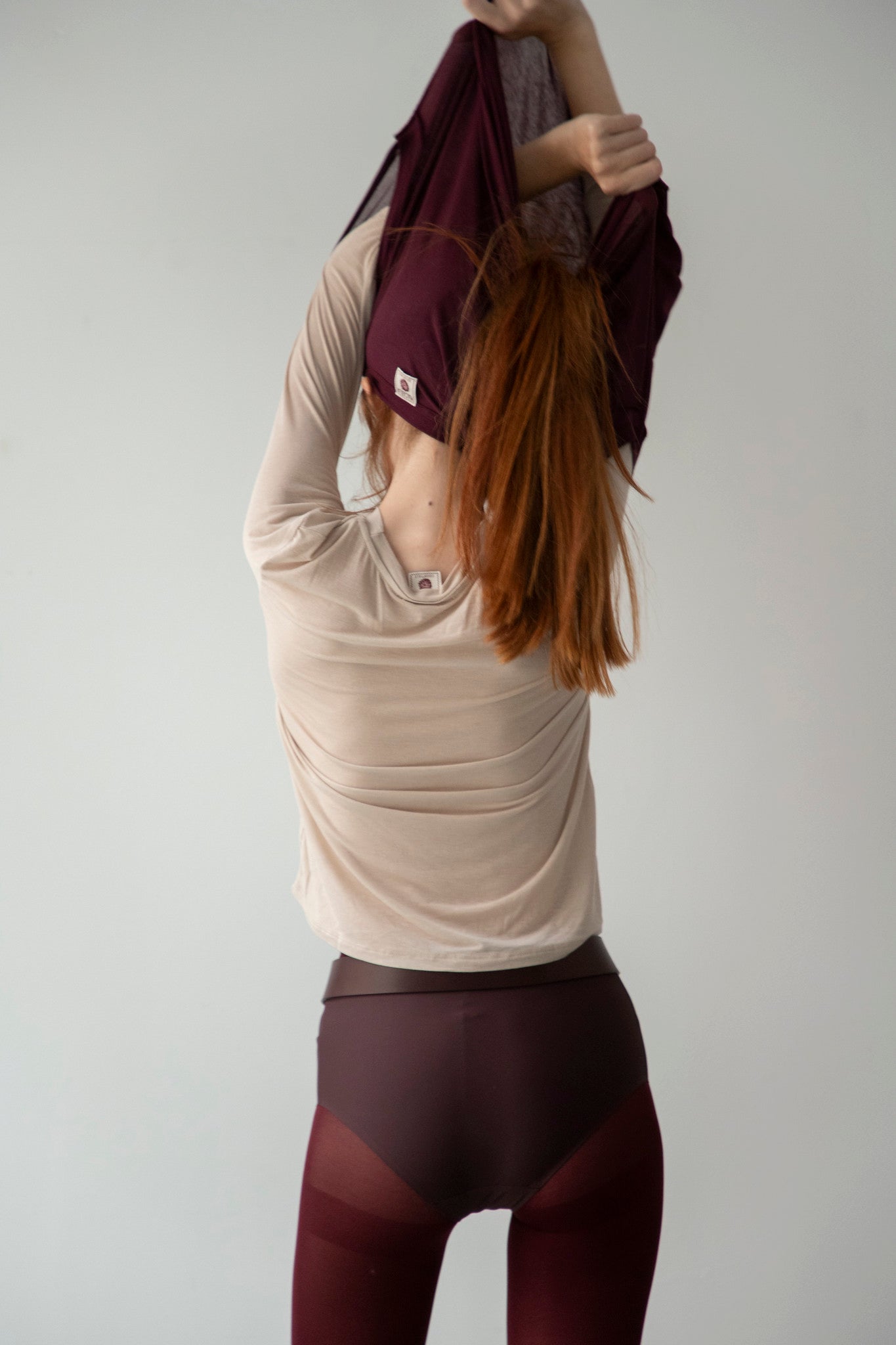 Beige Long Sleeve Cashmere T-shirt