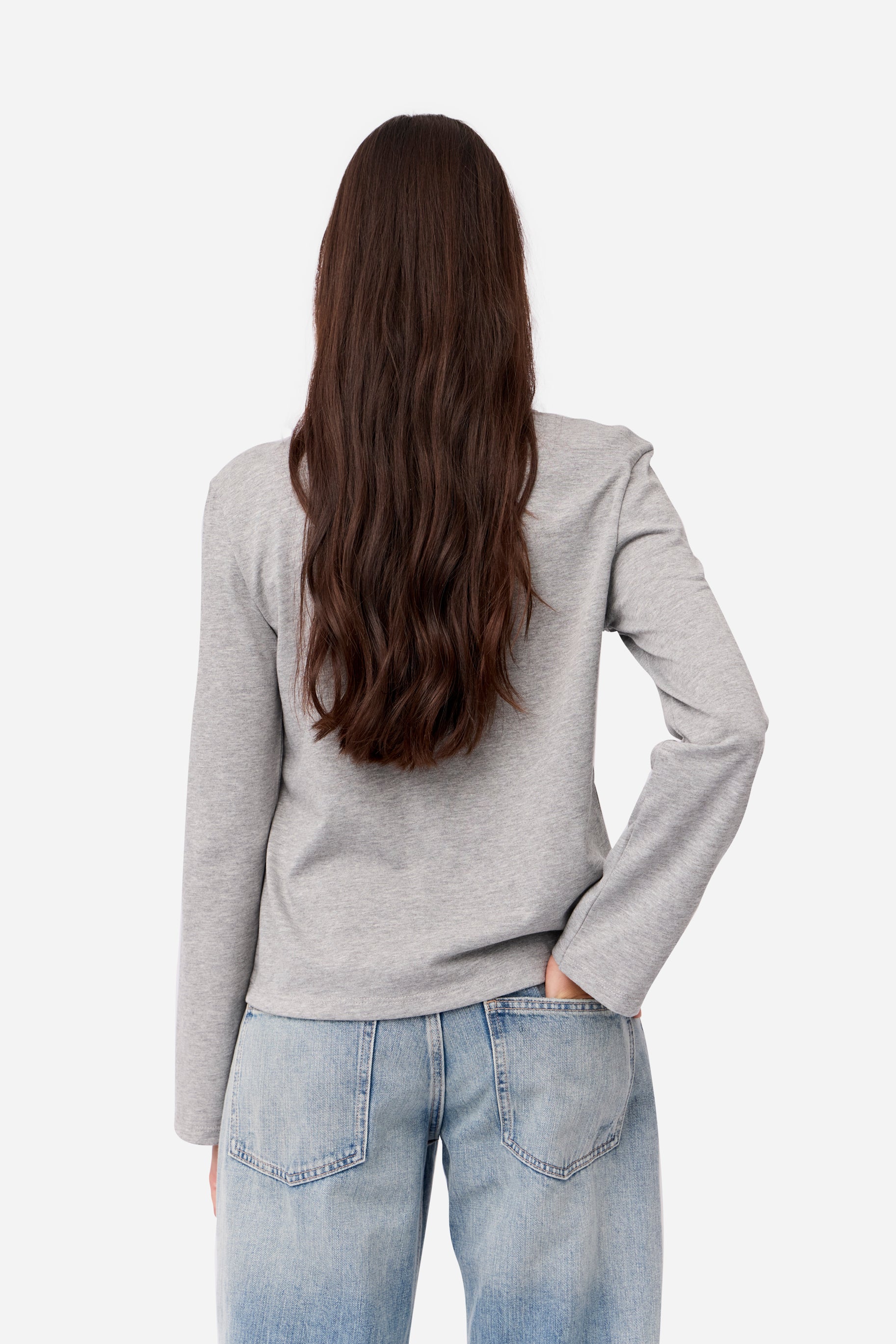 Camiseta Algodón Manga Larga Gris