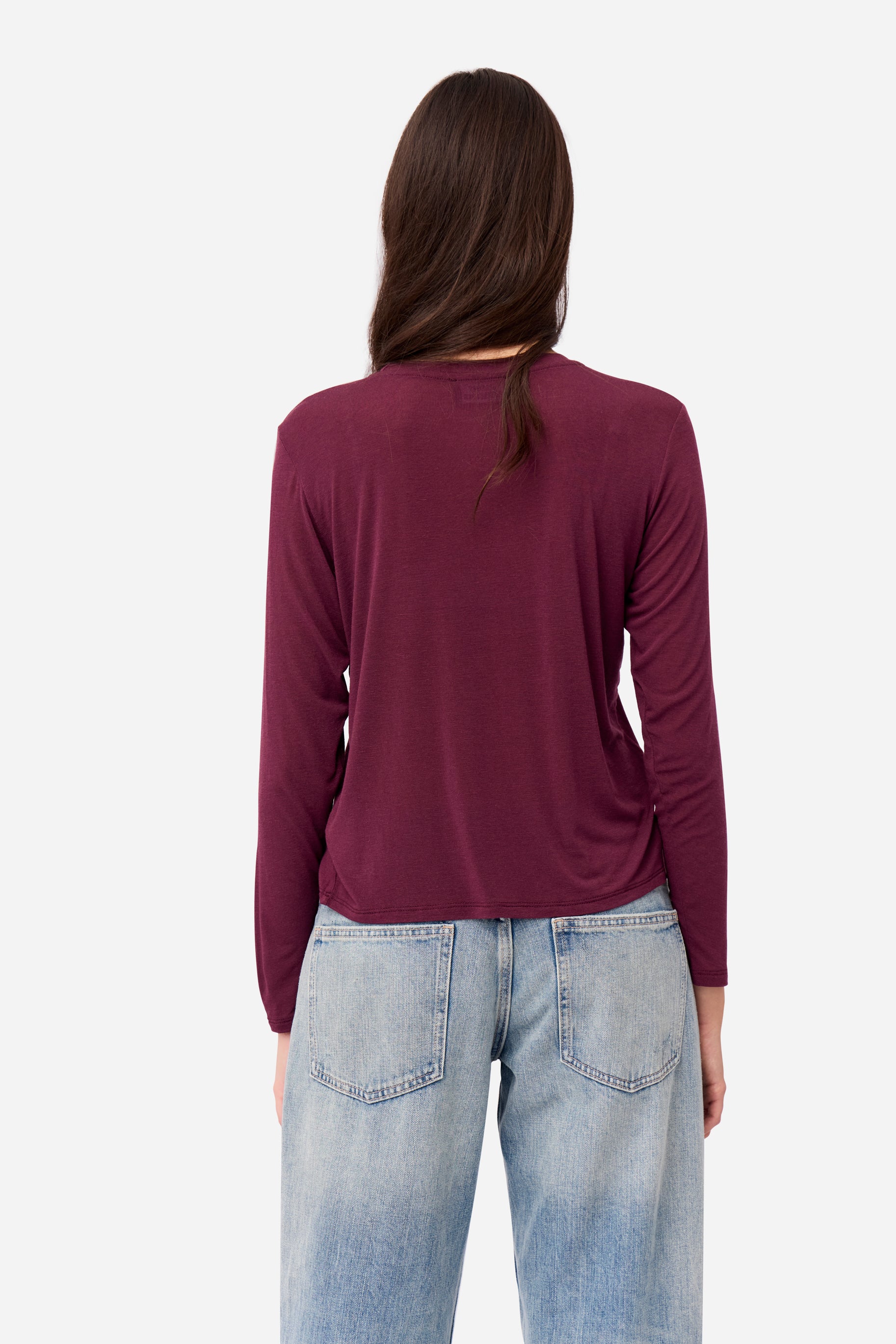 Aubergine Long Sleeve Cashmere T-shirt