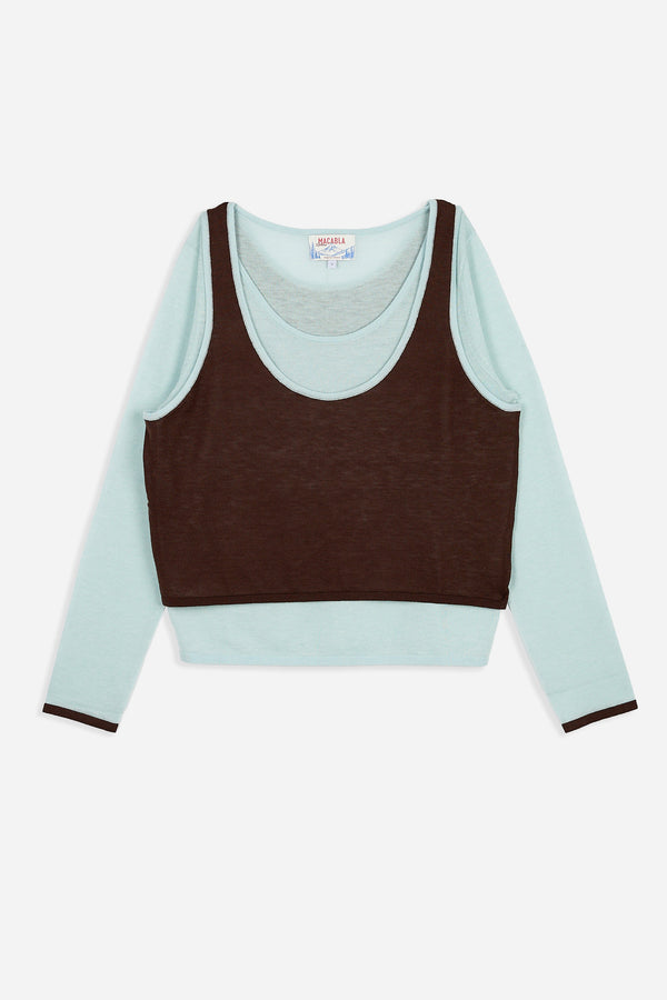 Double-Layer Blue & Brown T-Shirt