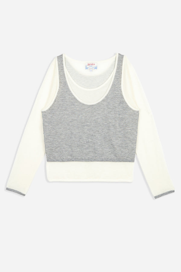 Camiseta Doble Blanca y Gris