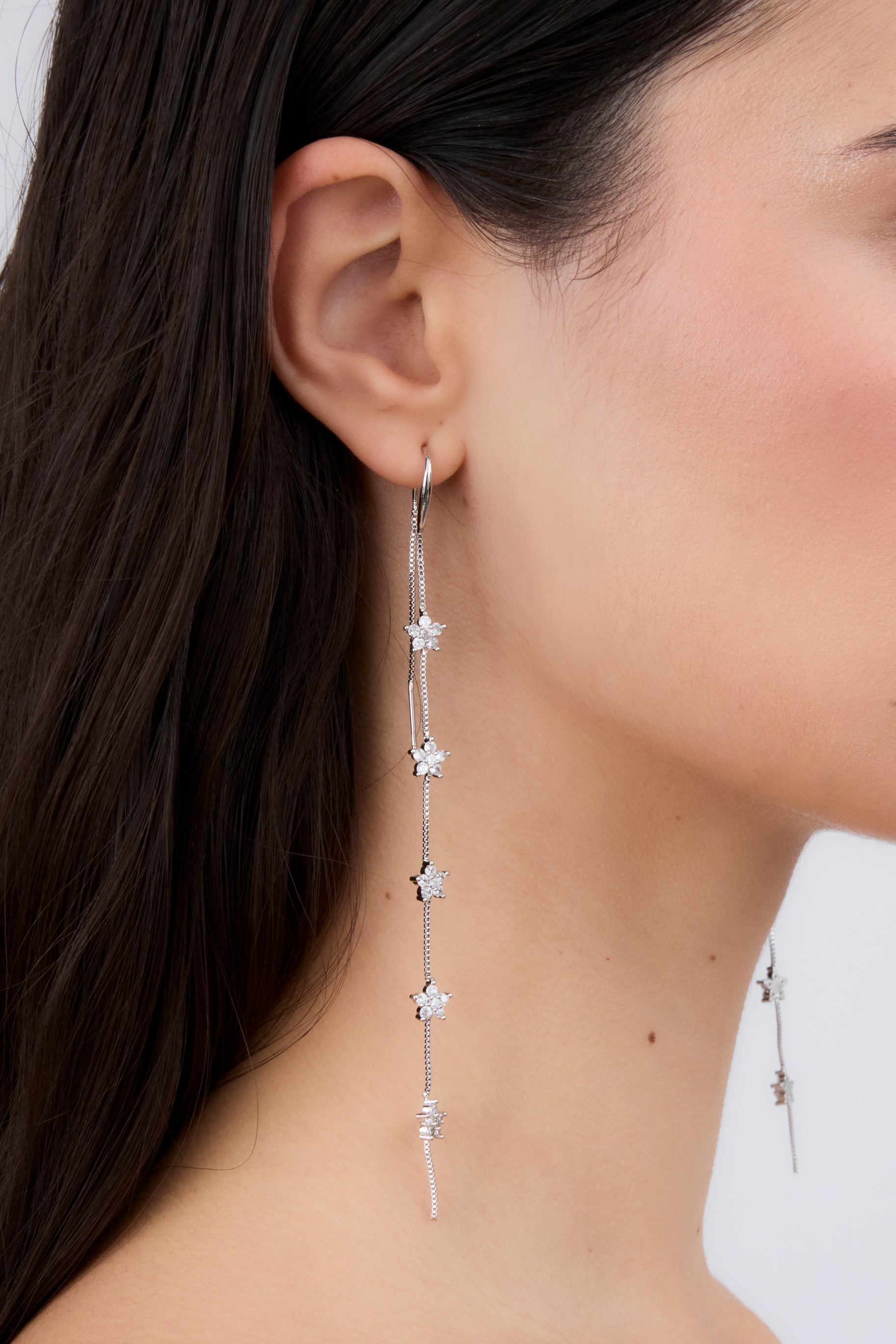 Double Flower Chain Earring (Unit)