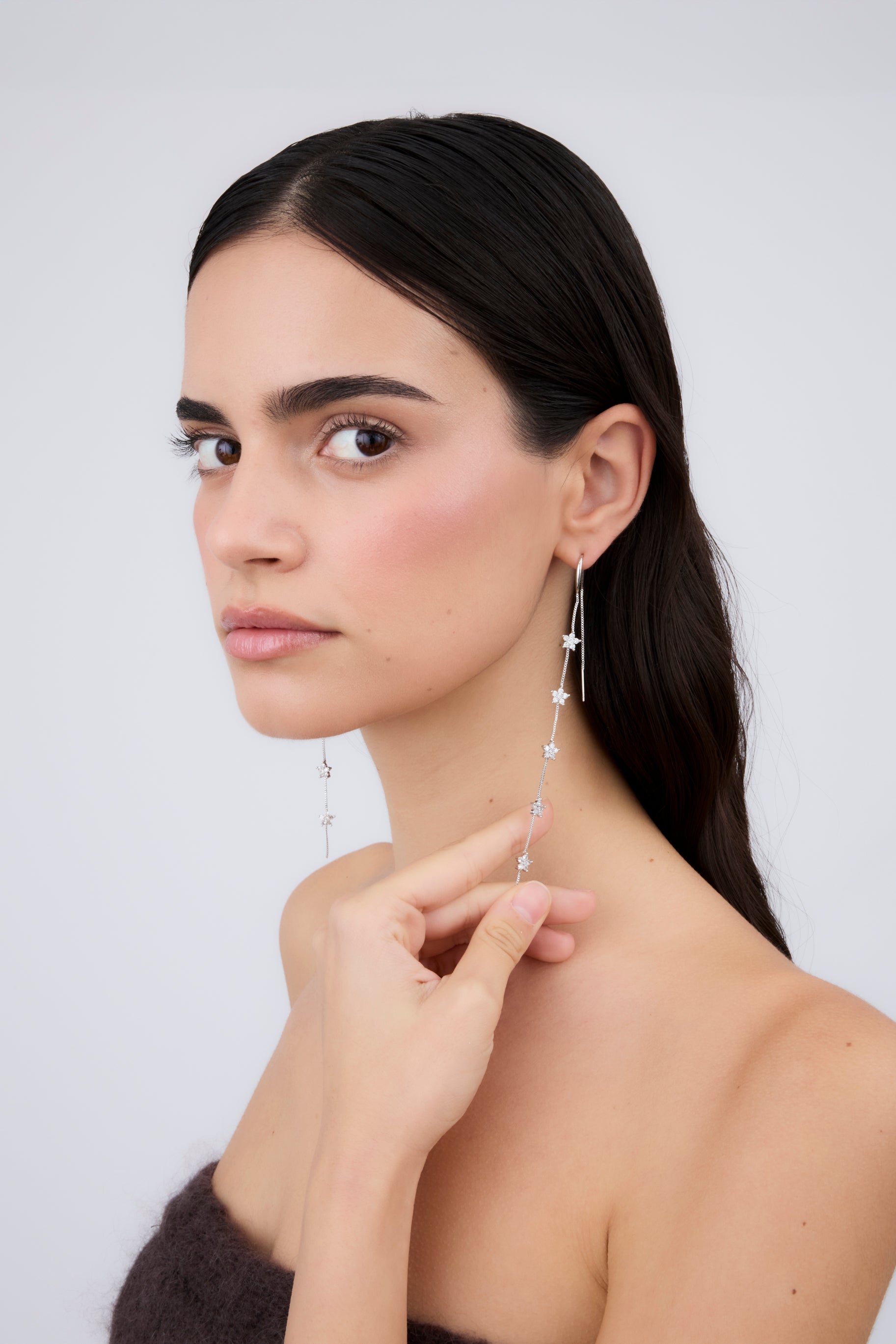 Double Flower Chain Earring (Unit)