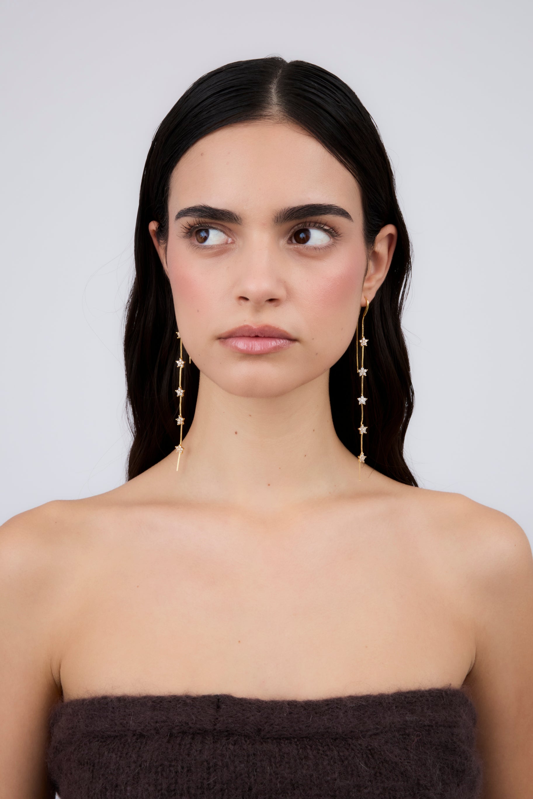 Double Flower Chain Earring (Unit)
