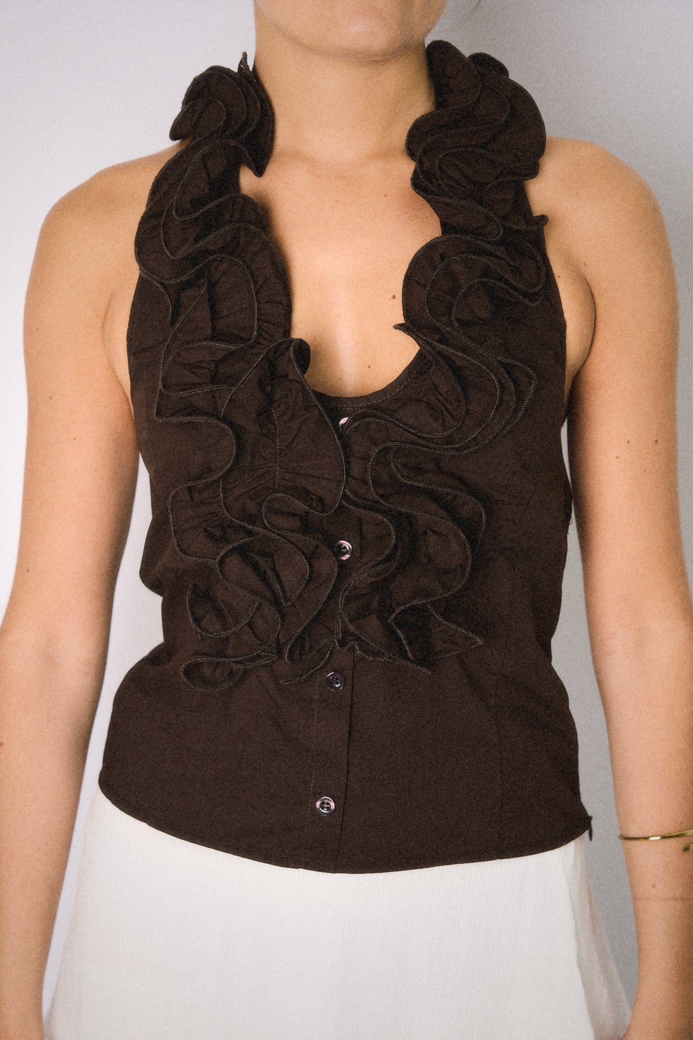 Top Volants Marron