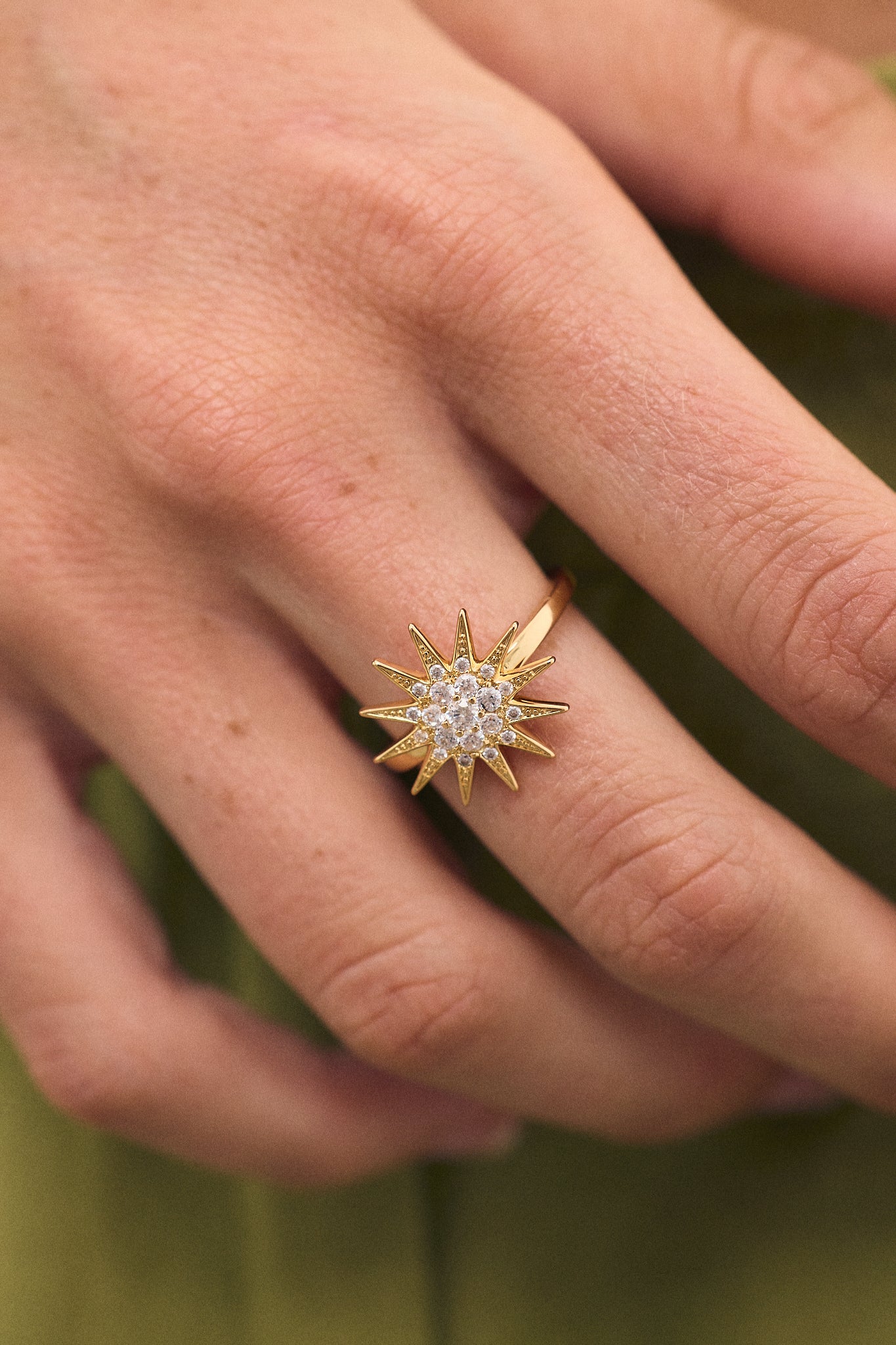 Star Signet Ring with Zircon