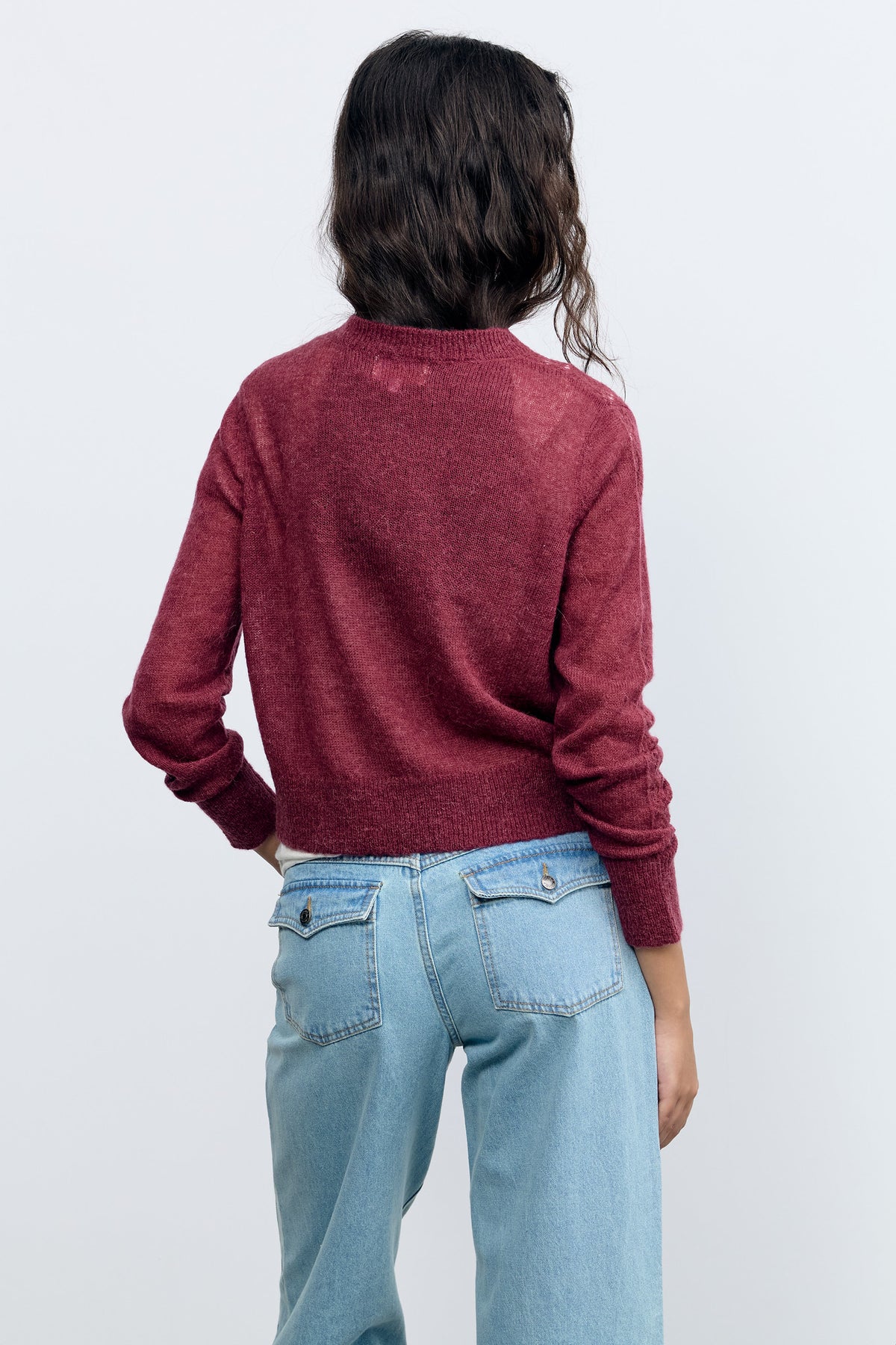 Aubergine Pointelle Sweater