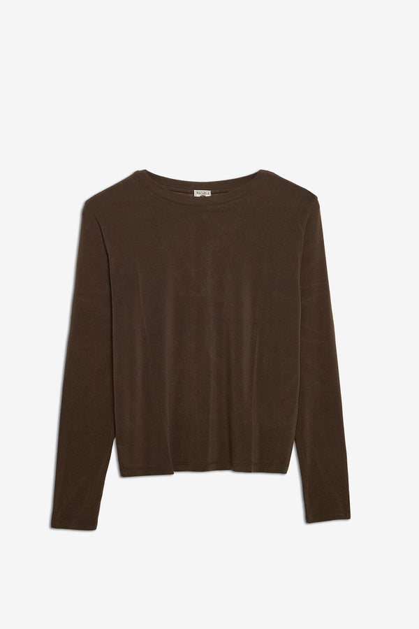 Brown Long Sleeve Cashmere T-shirt