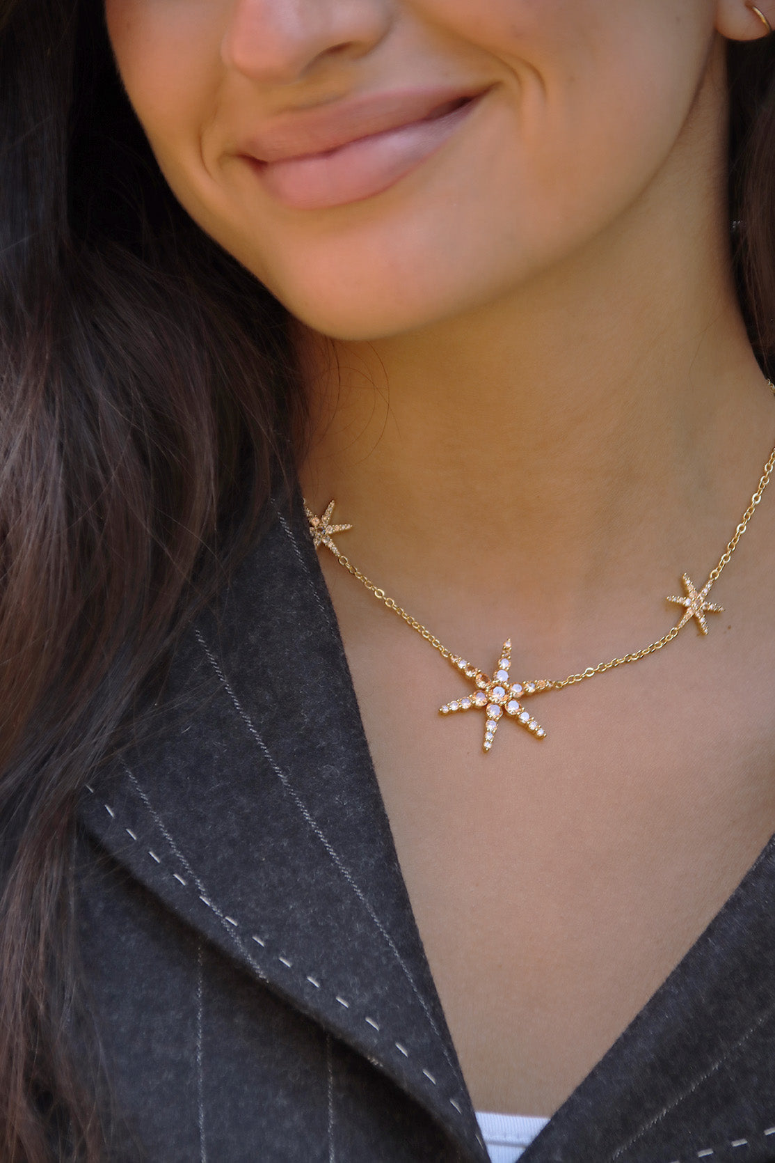 Collier 3 étoiles marron
