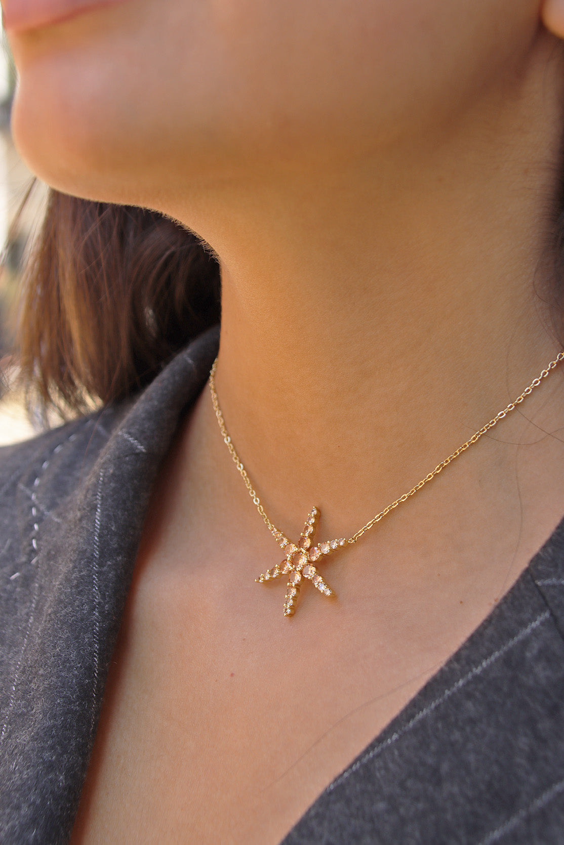 Collier étoile marron