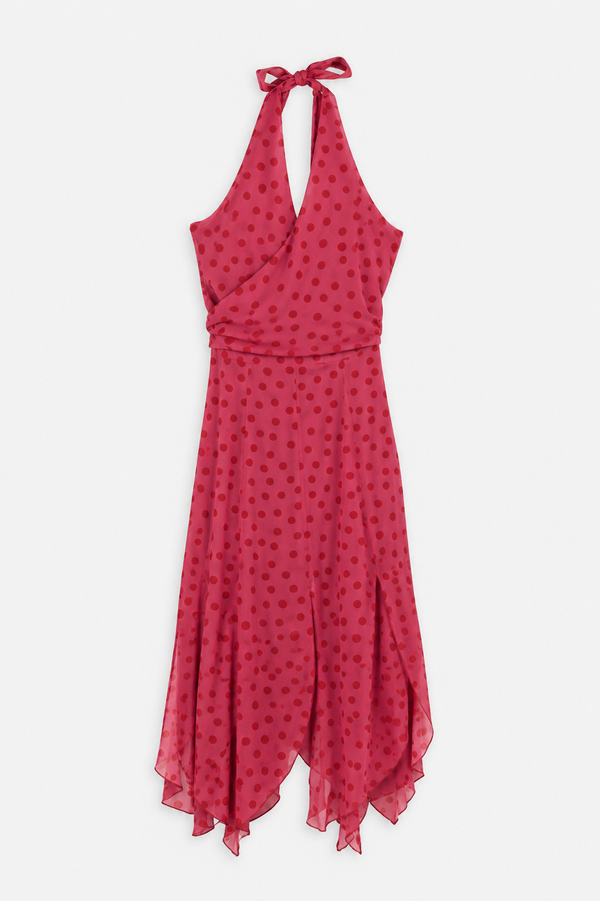 Pink Polka Dot Halter Dress