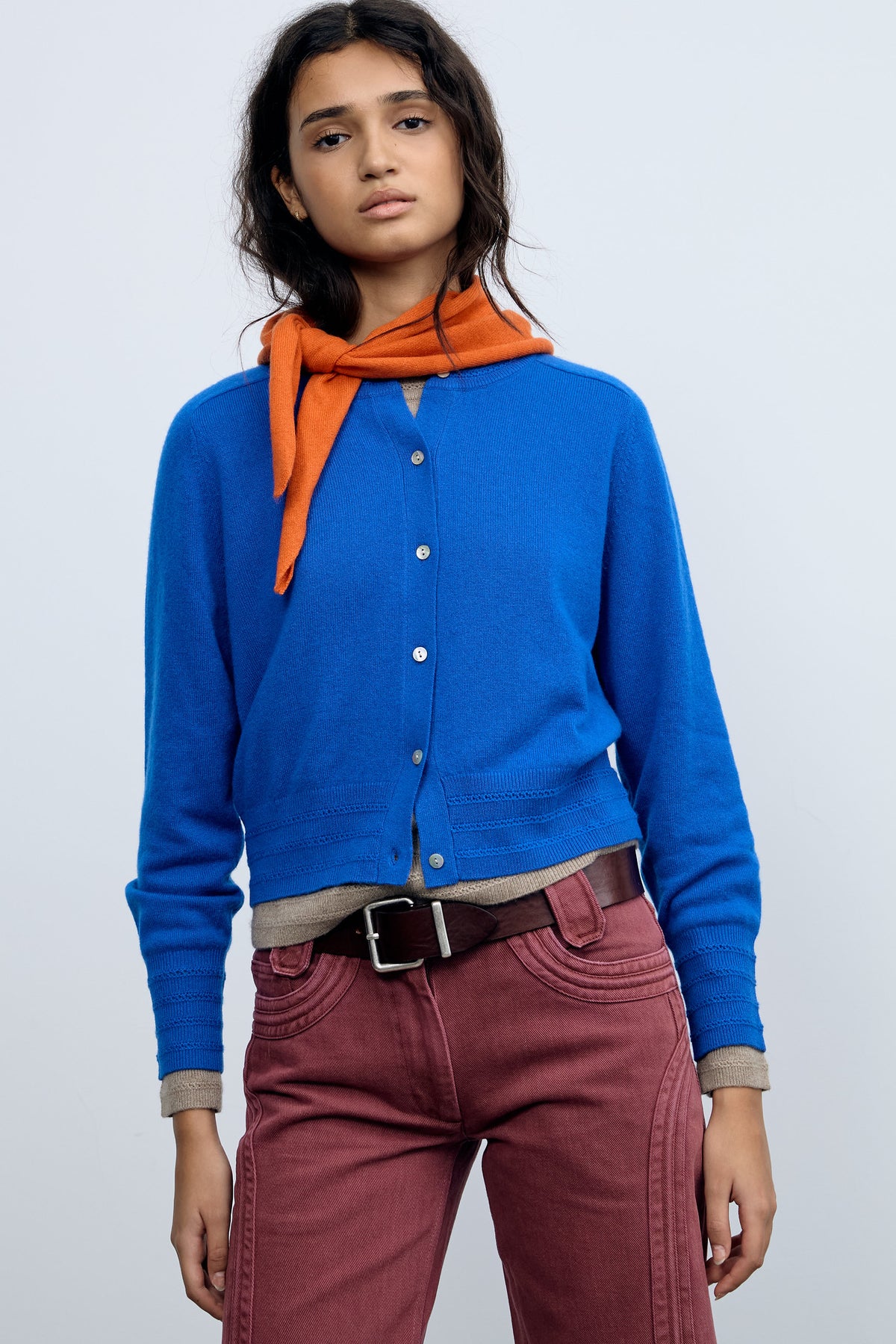 Orange Cashmere Mini Triangular Bandana