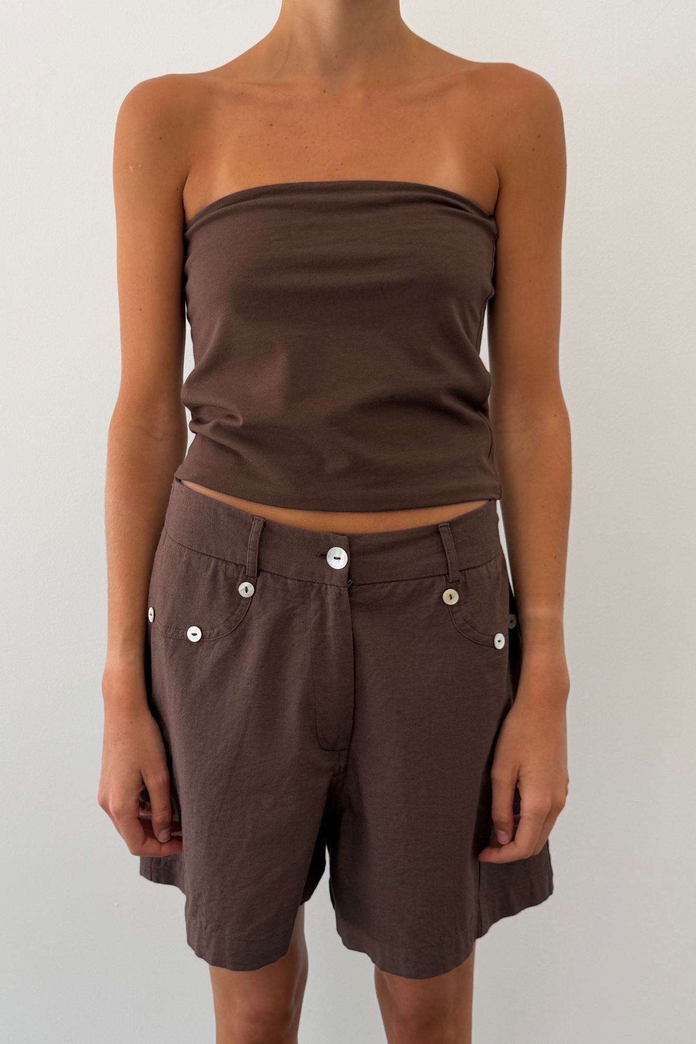 Short Boutons Nácar Marron
