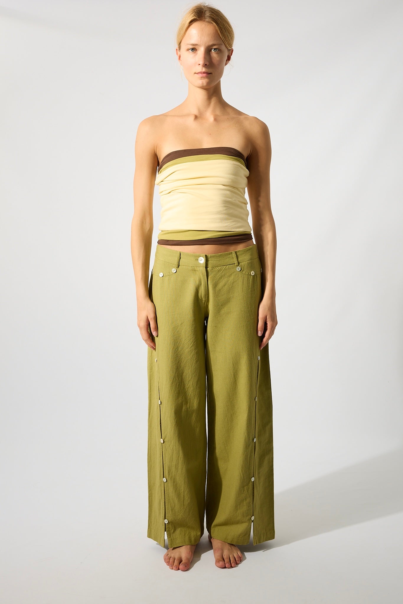 Pantalón Botones Nácar Verde