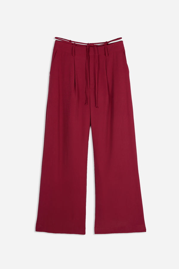 Pantalón Largo Tencel Granate
