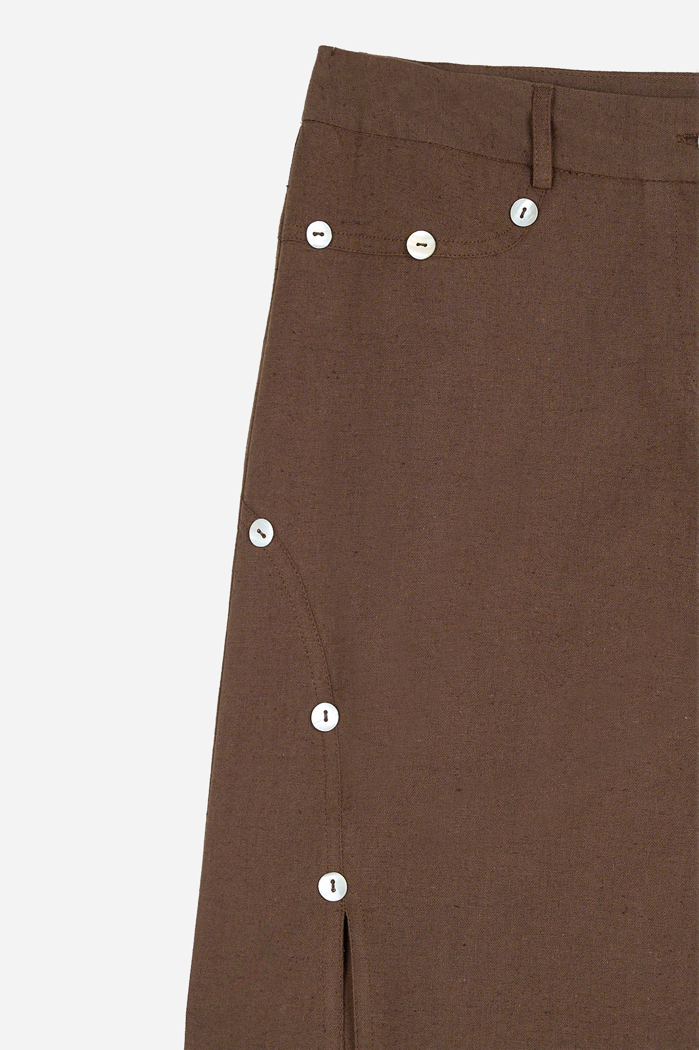 Pantalon Boutons Nacre Marron