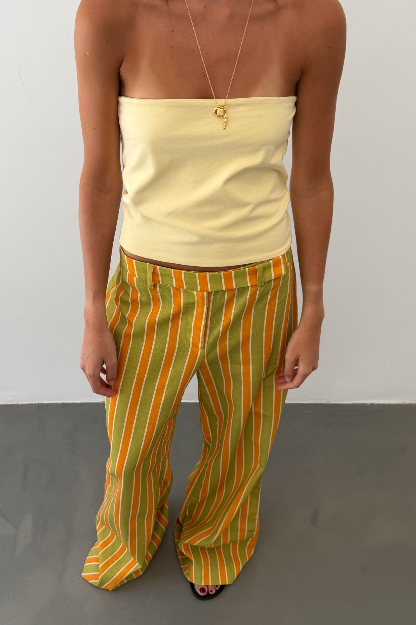 Pantalón Rayas Naranja y Verde