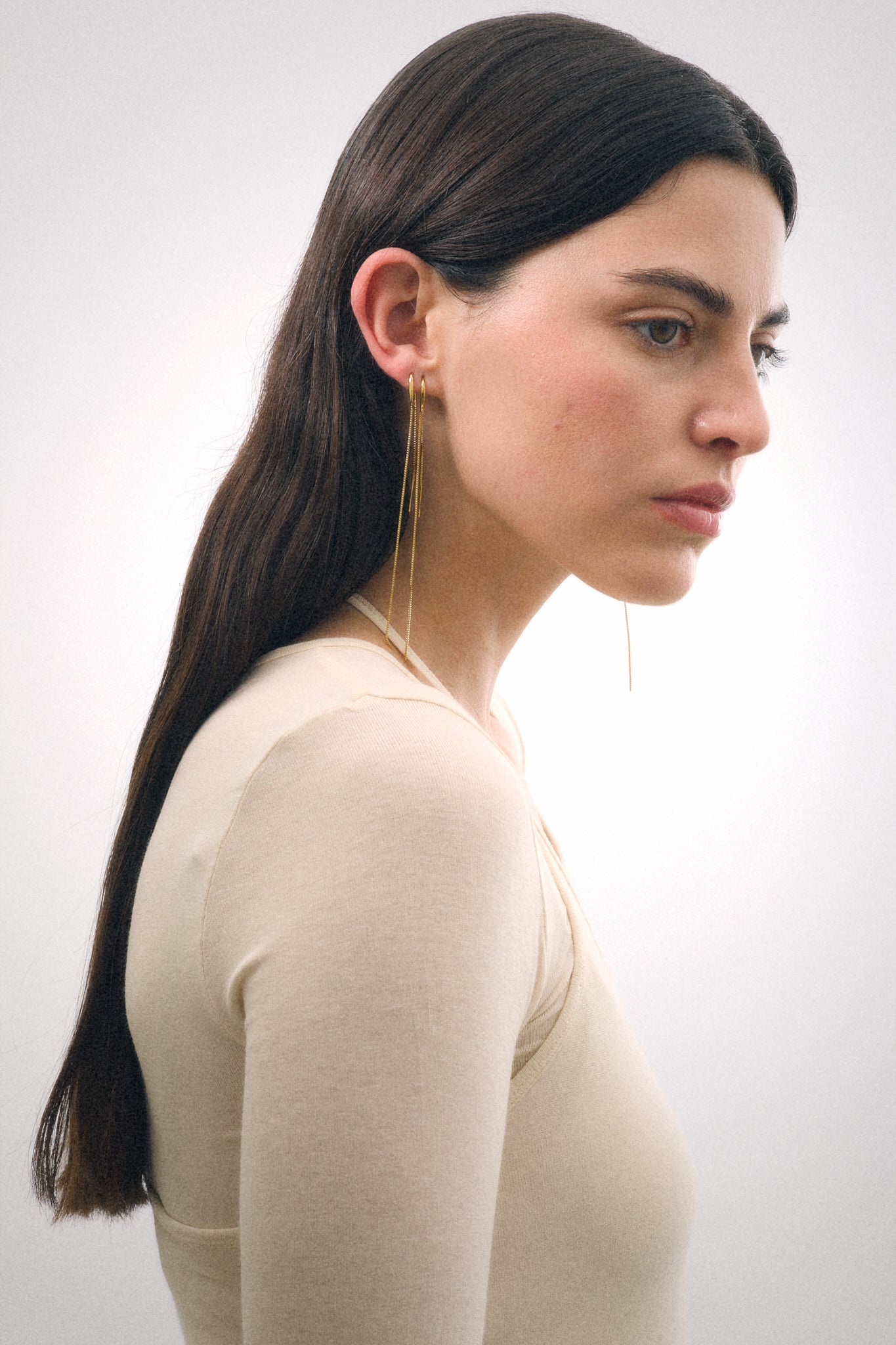 Boucle d'oreille Double Chaîne Longue (Unité)