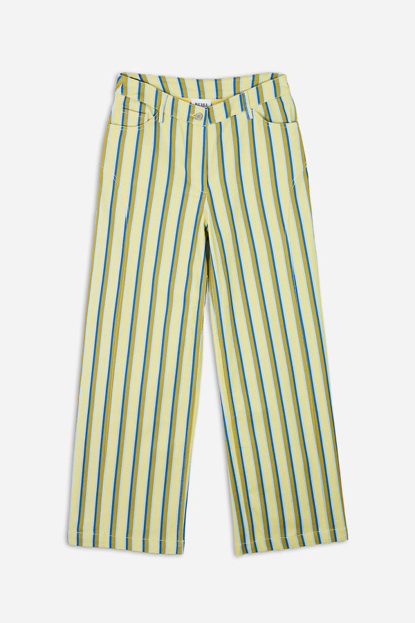 Pantalón Recto Rayas Amarillo