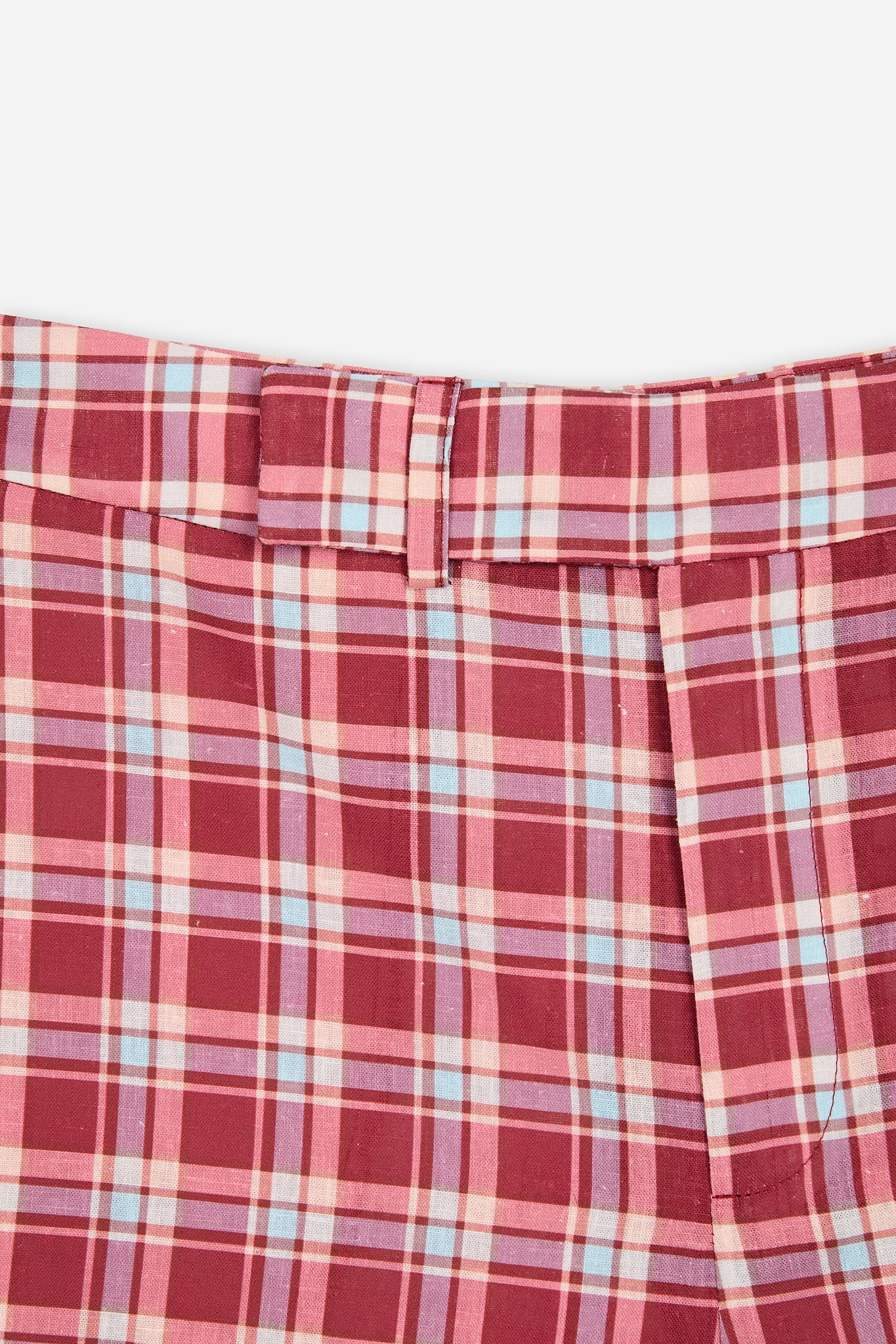 Shorts Cuadros Granate y Rosa