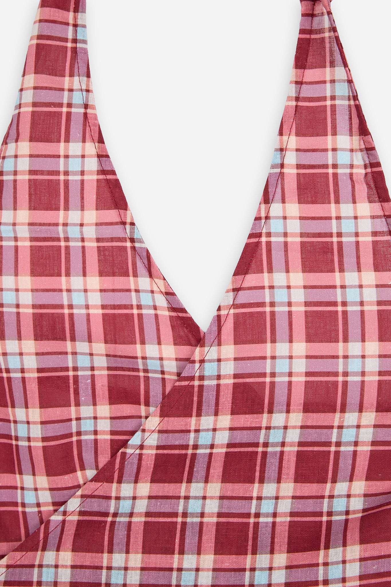 Top Halter Cuadros Granate y Rosa