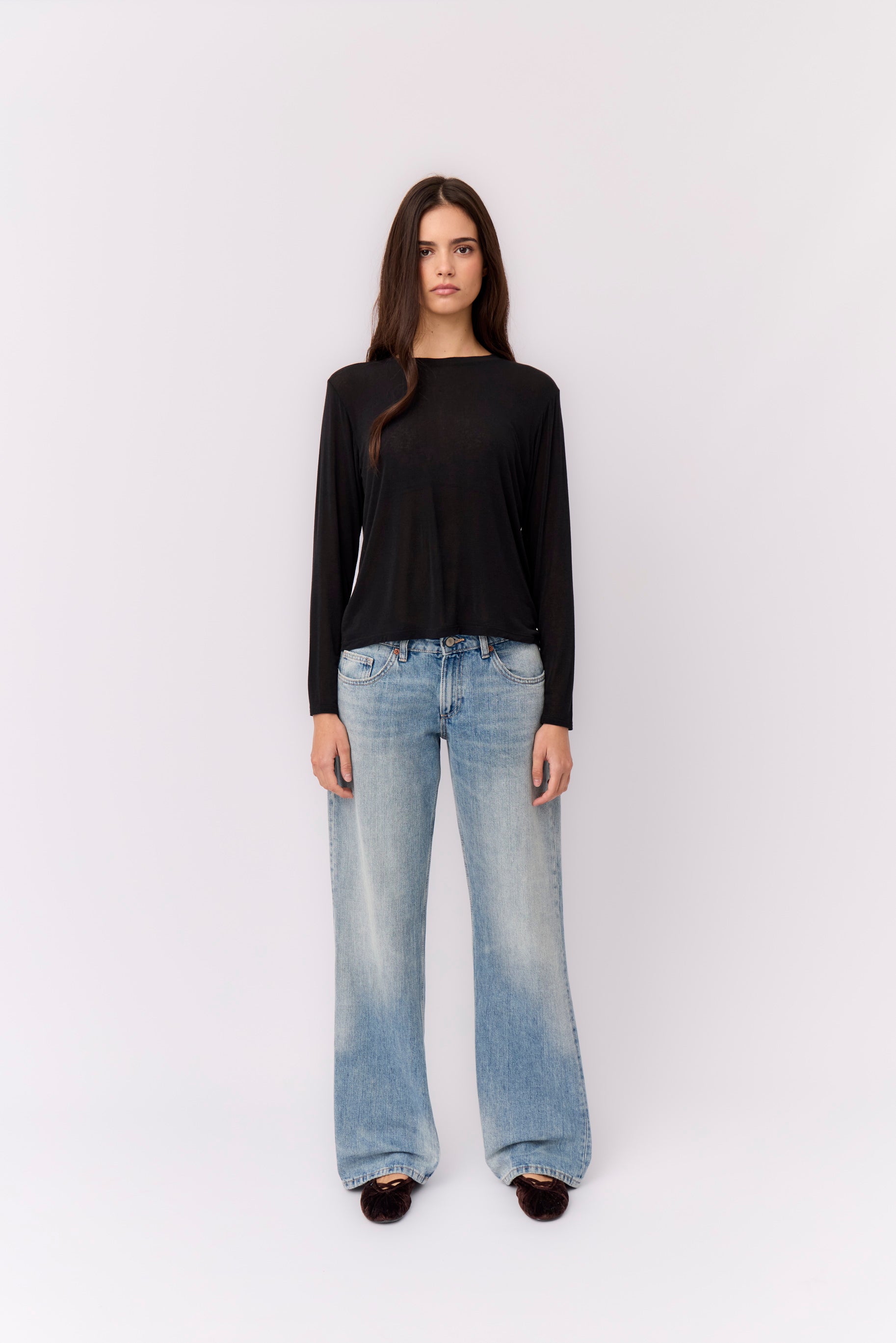 Camiseta Cashmere Manga Larga Negra