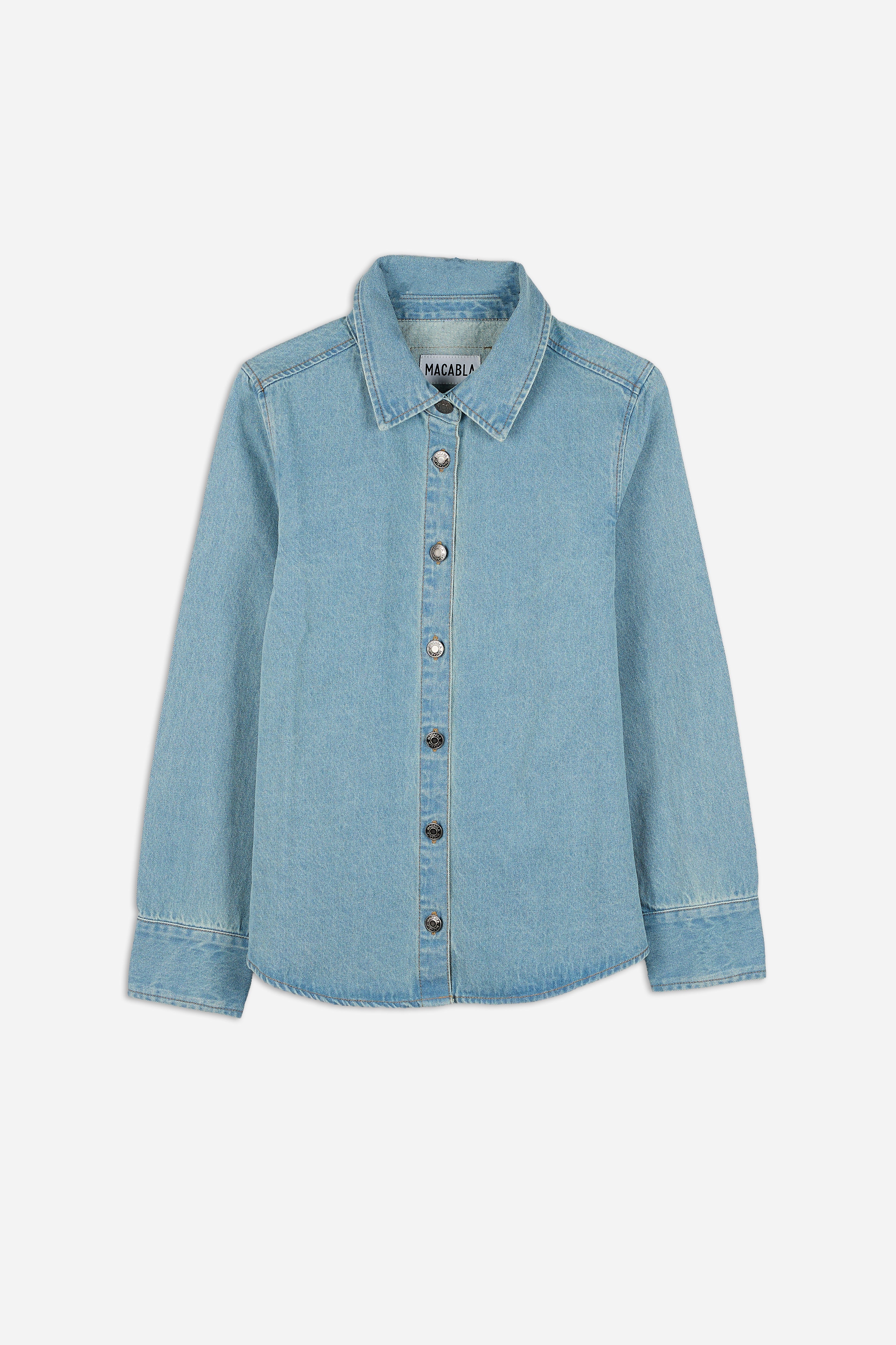 Fitted Denim Overshirt in Blue