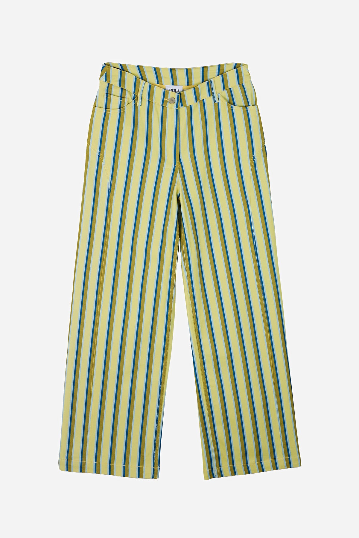 Straight-Leg Trousers Yellow Stripe Print