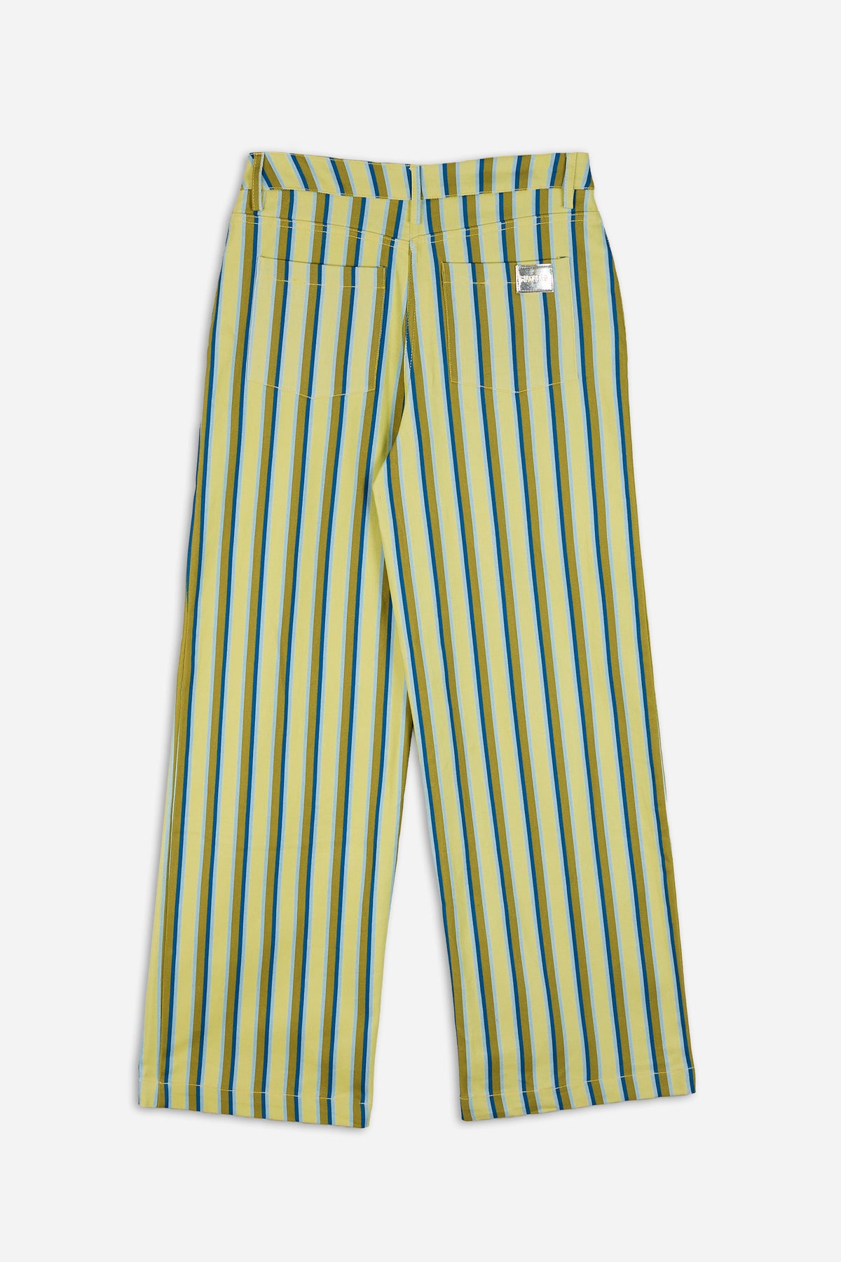 Straight-Leg Trousers Yellow Stripe Print