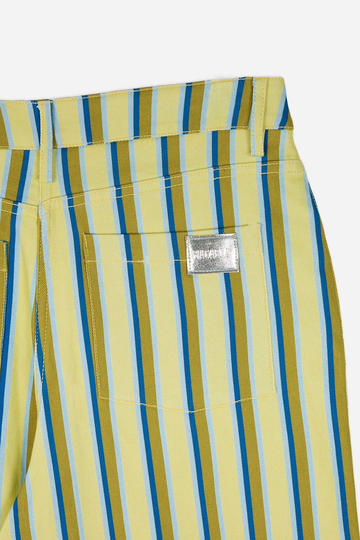 Straight-Leg Trousers Yellow Stripe Print