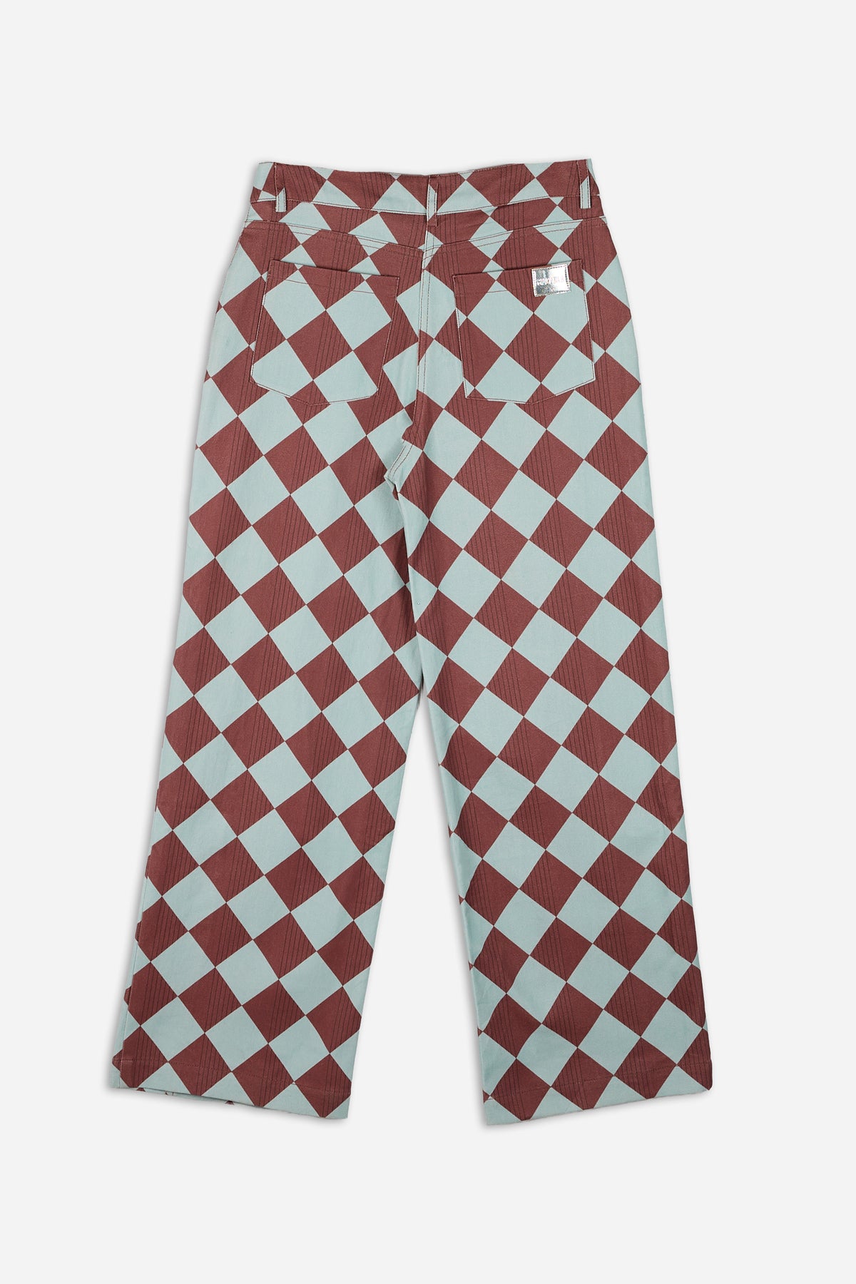 Straight-Leg Trousers Blue Diamond Print