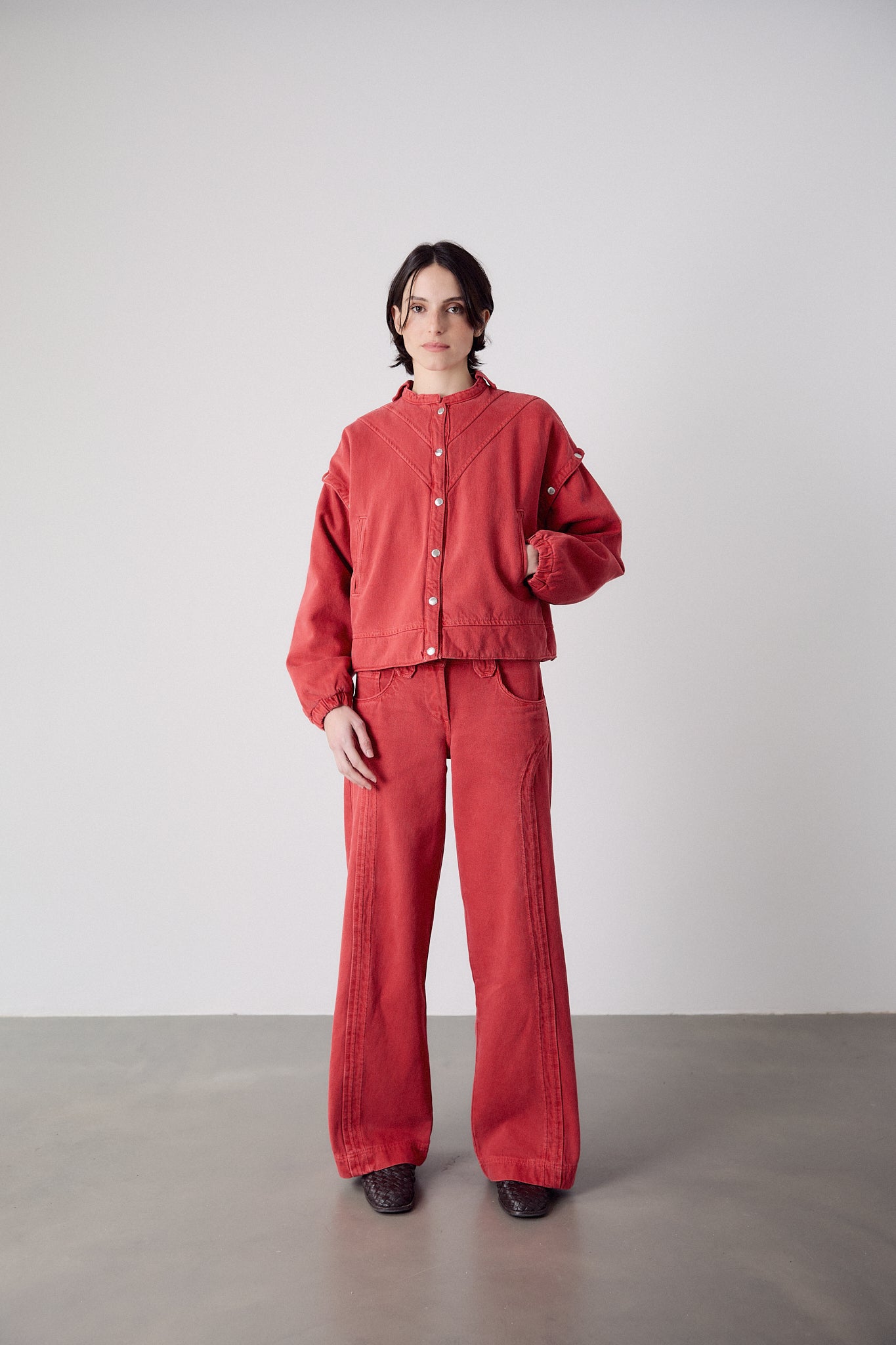 Ensemble en denim rouge