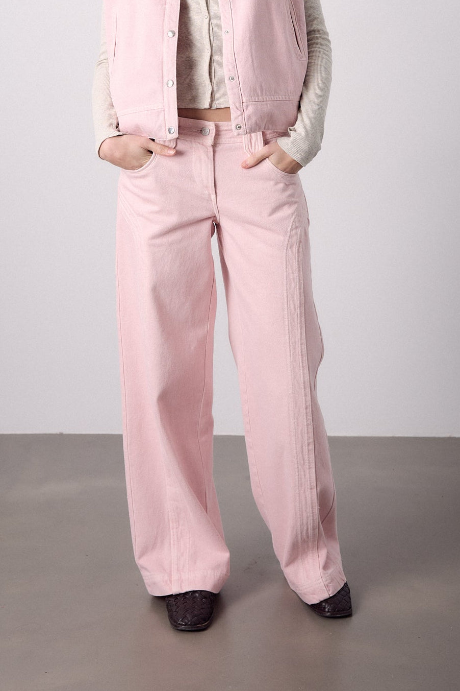 Pantalón Recto Rosa