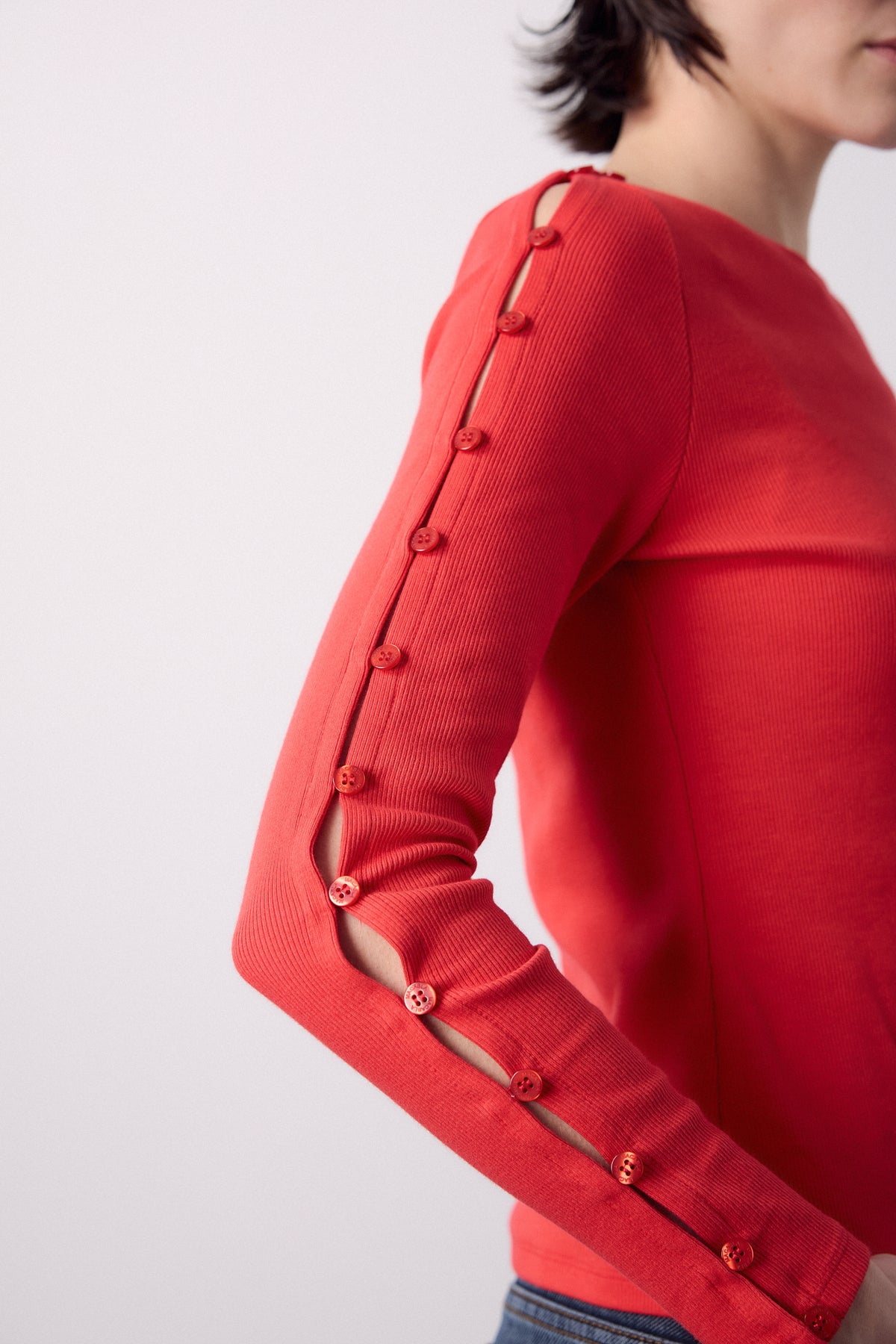 Chemise rouge à boutons