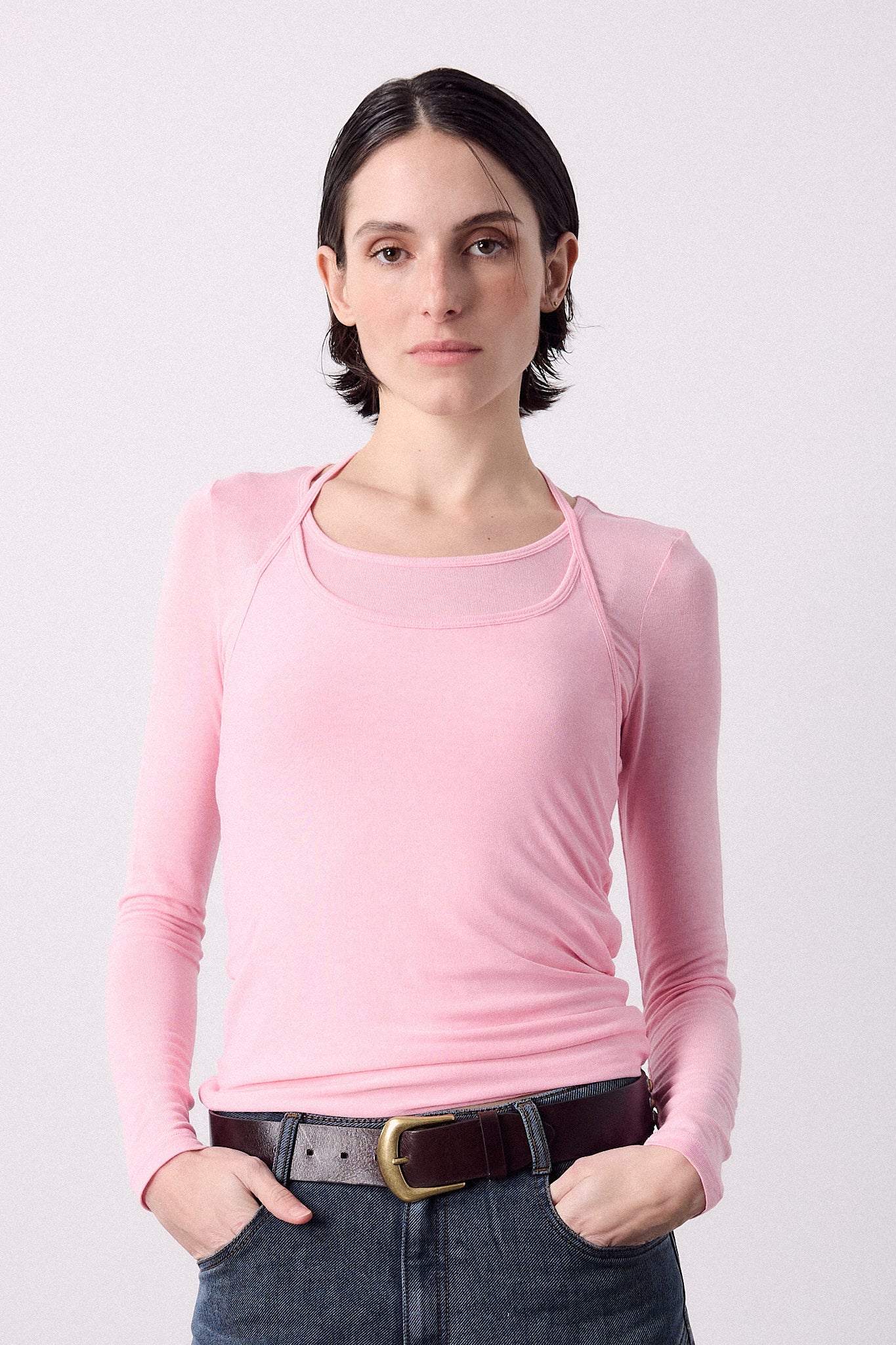 Ceinture cloutée marron