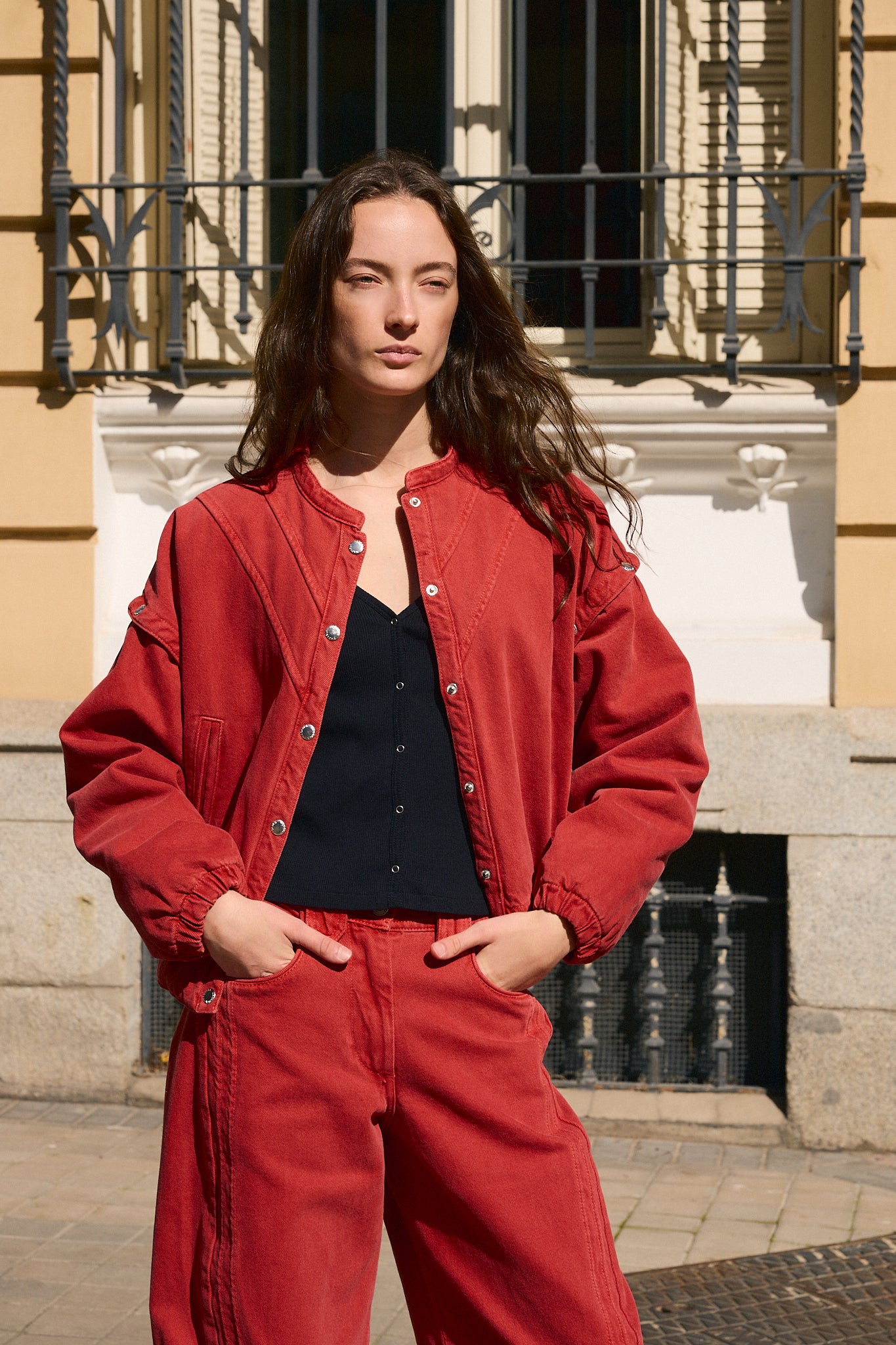 Blouson Bomber Rouge Amovible