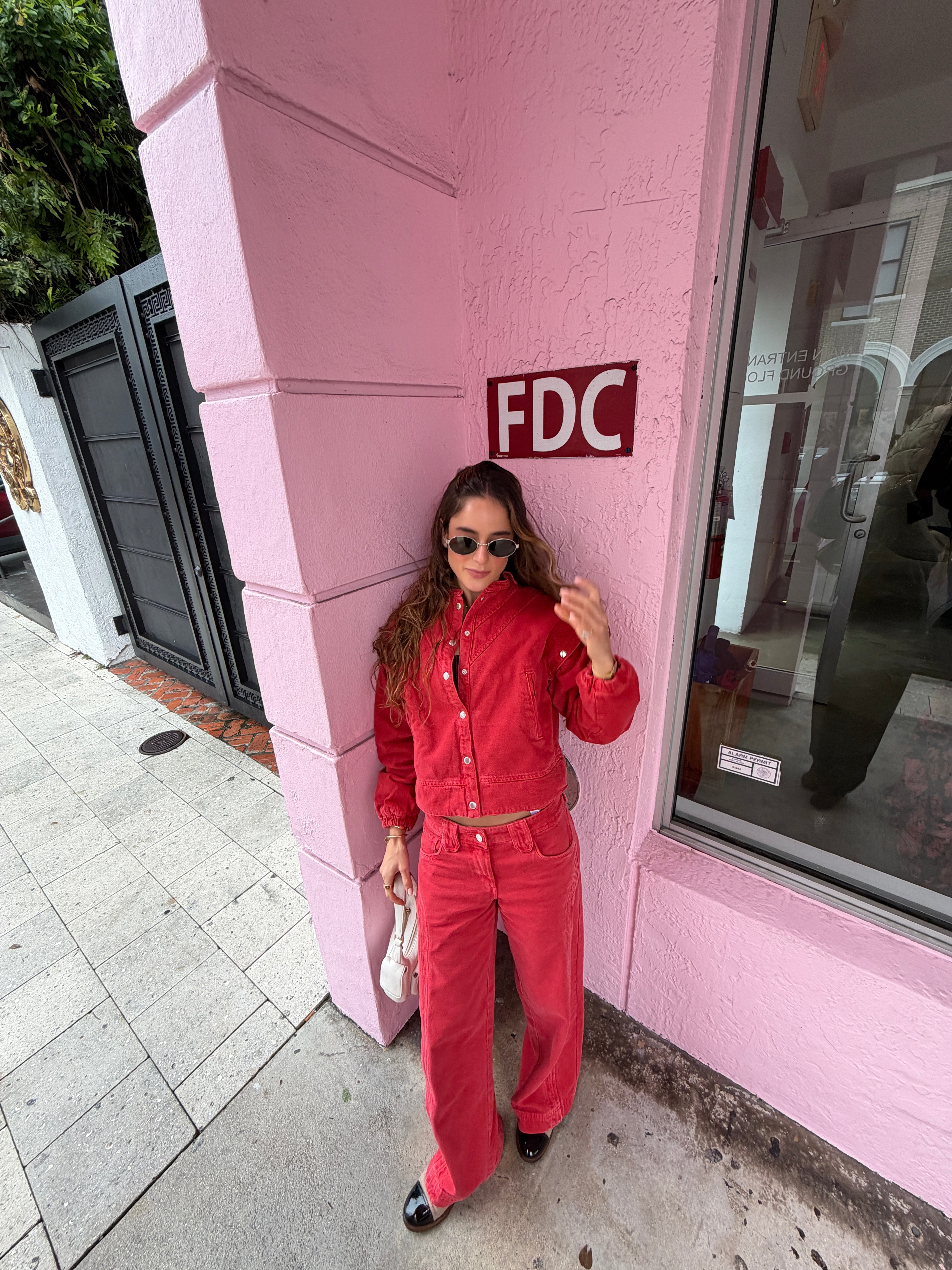 Ensemble en denim rouge