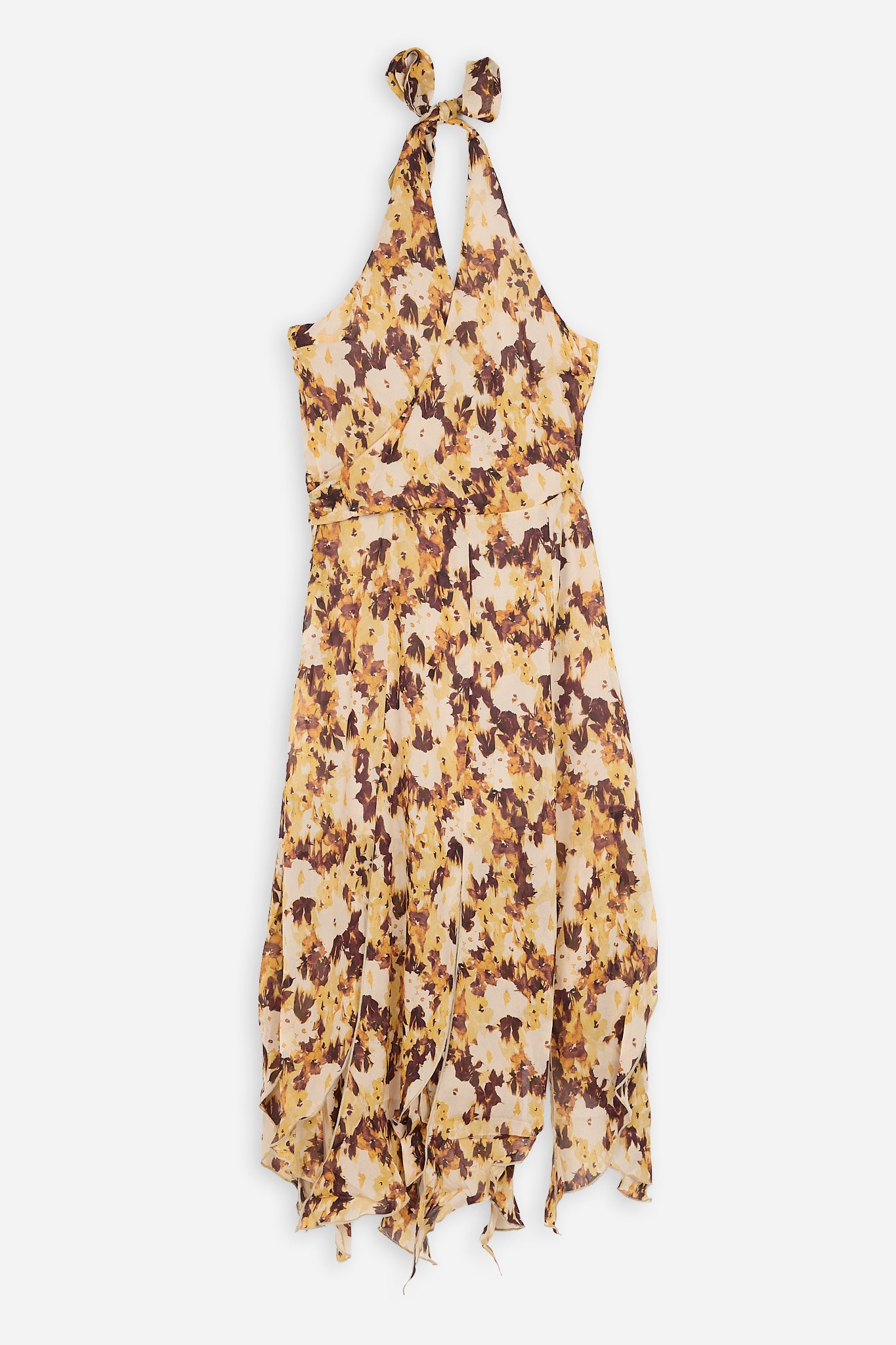 Robe dos nu à fleurs jaune