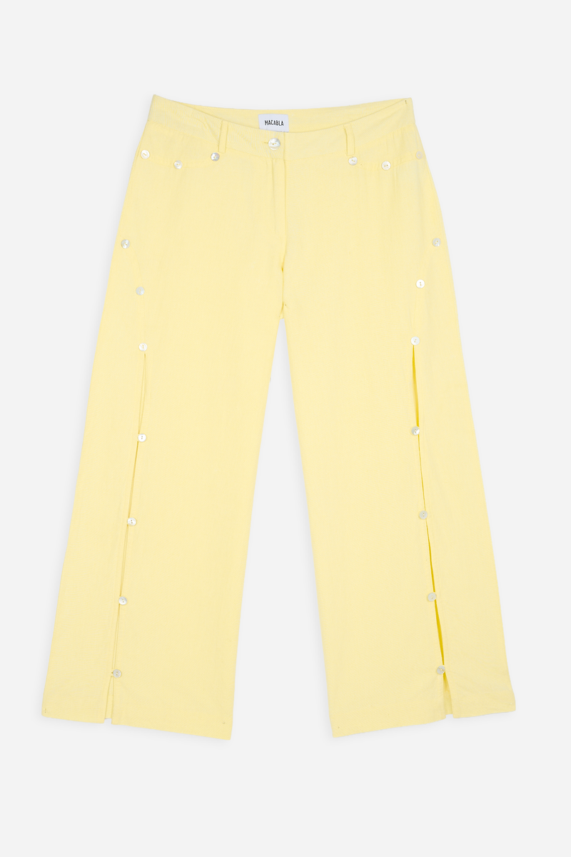 Pantalón Botones Nácar Amarillo